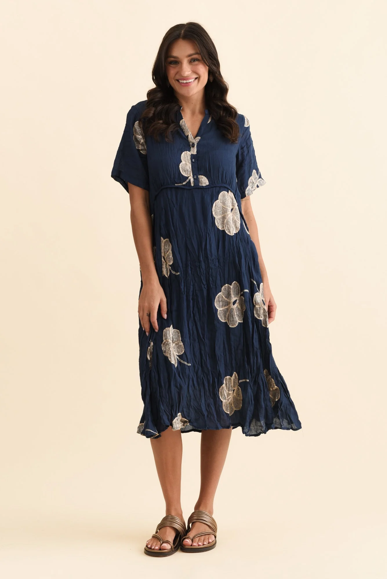 Lucy Navy Flower Pocket Dress
