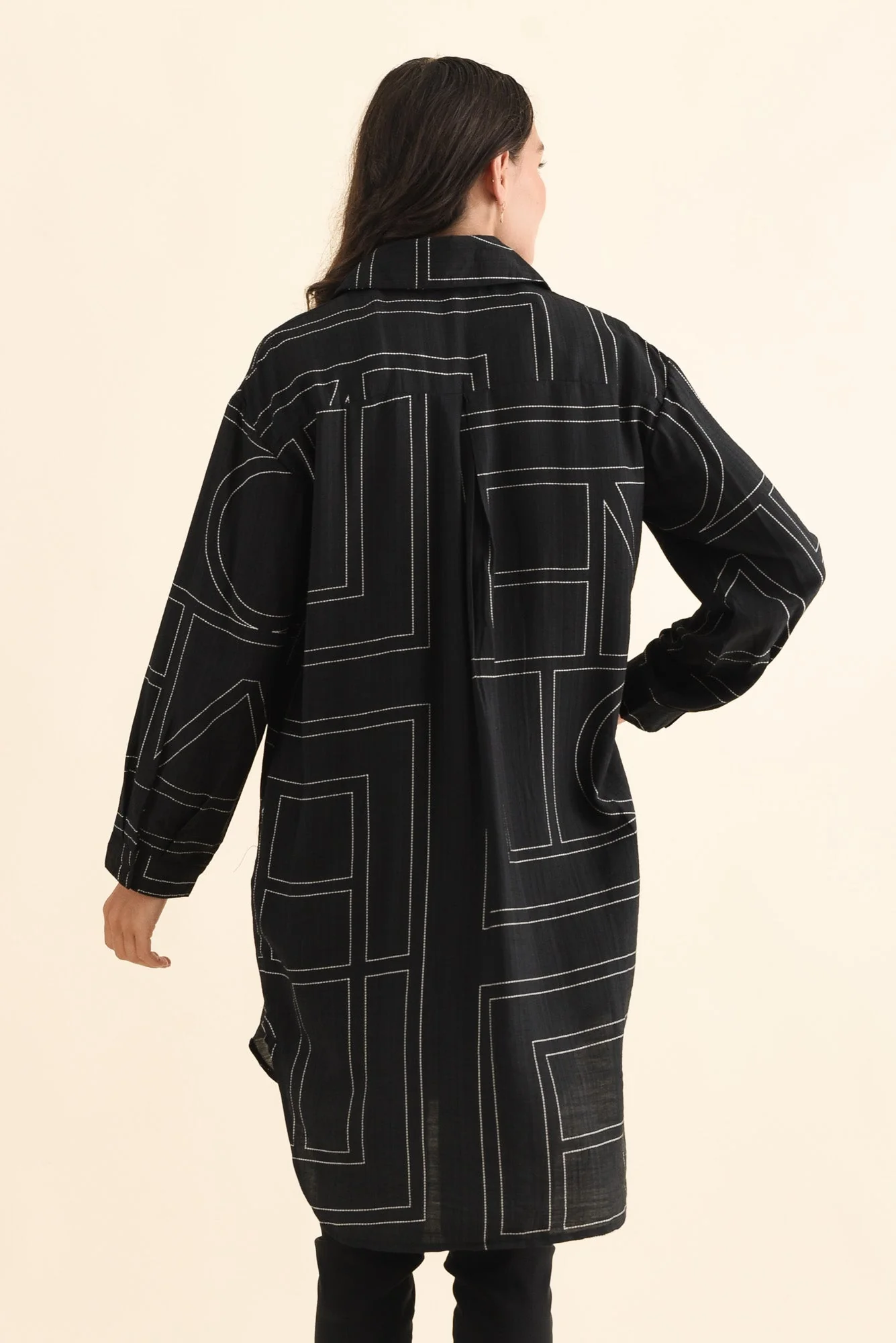 Luke Black Abstract Collared Tunic - Image 4