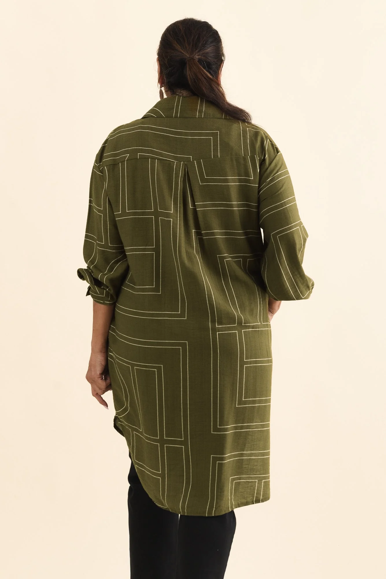 Luke Khaki Abstract Collared Tunic - Image 10