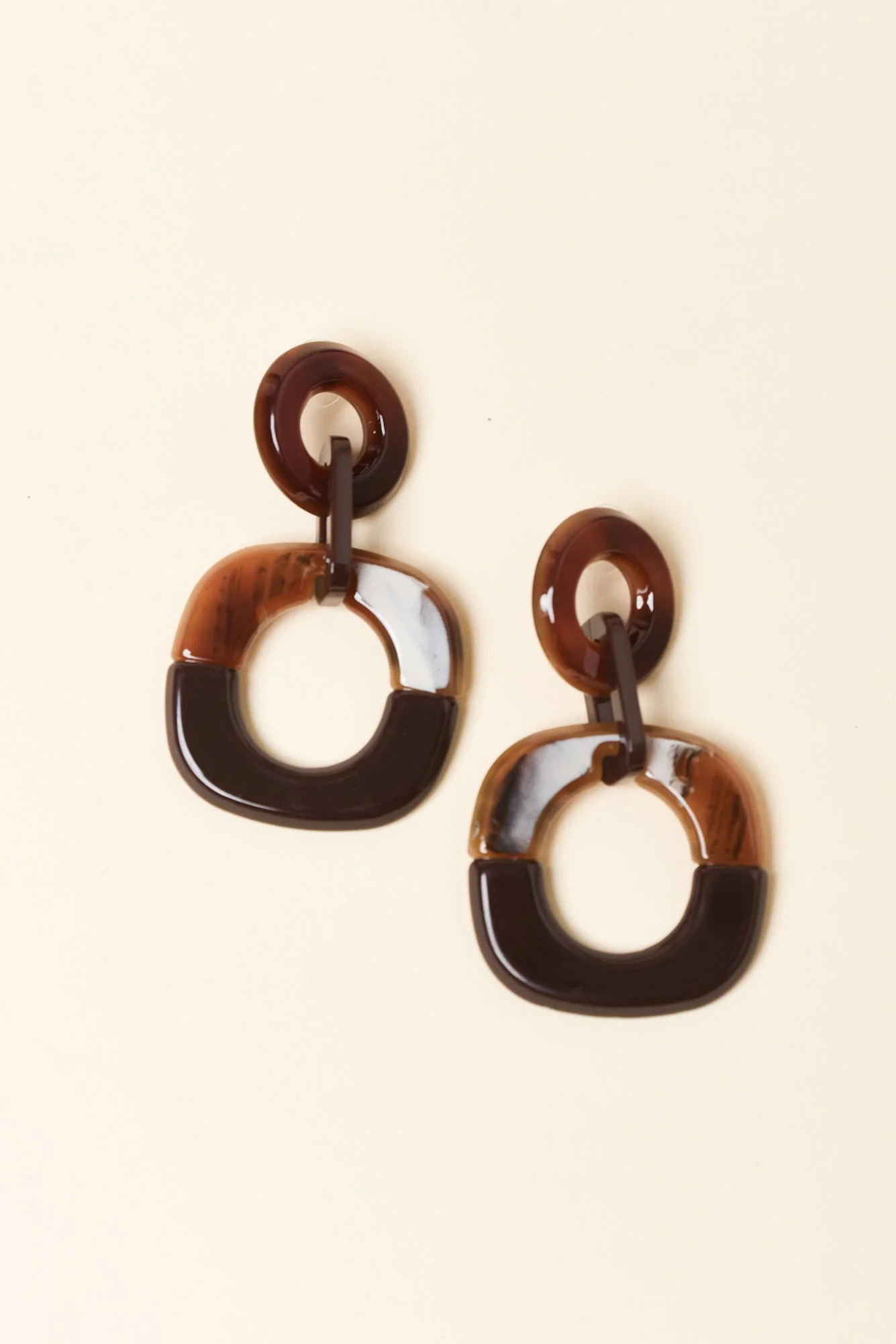 Lydalia Brown Geo Resin Drop Earrings