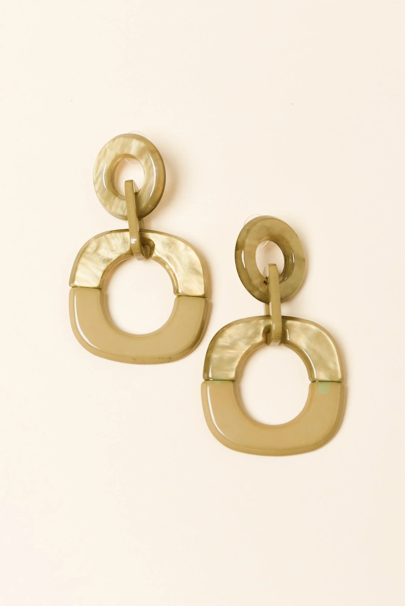 Lydalia Green Geo Resin Drop Earrings