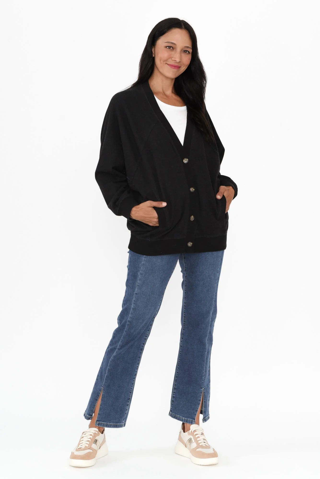 Lydia Black Cotton Cardigan - Image 6