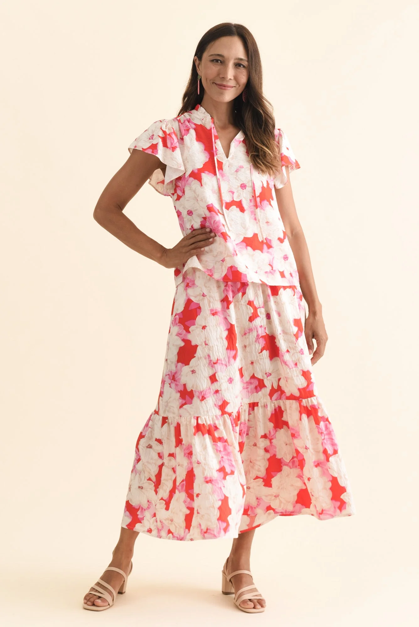 Lyra Red Floral Tie Top - Image 2