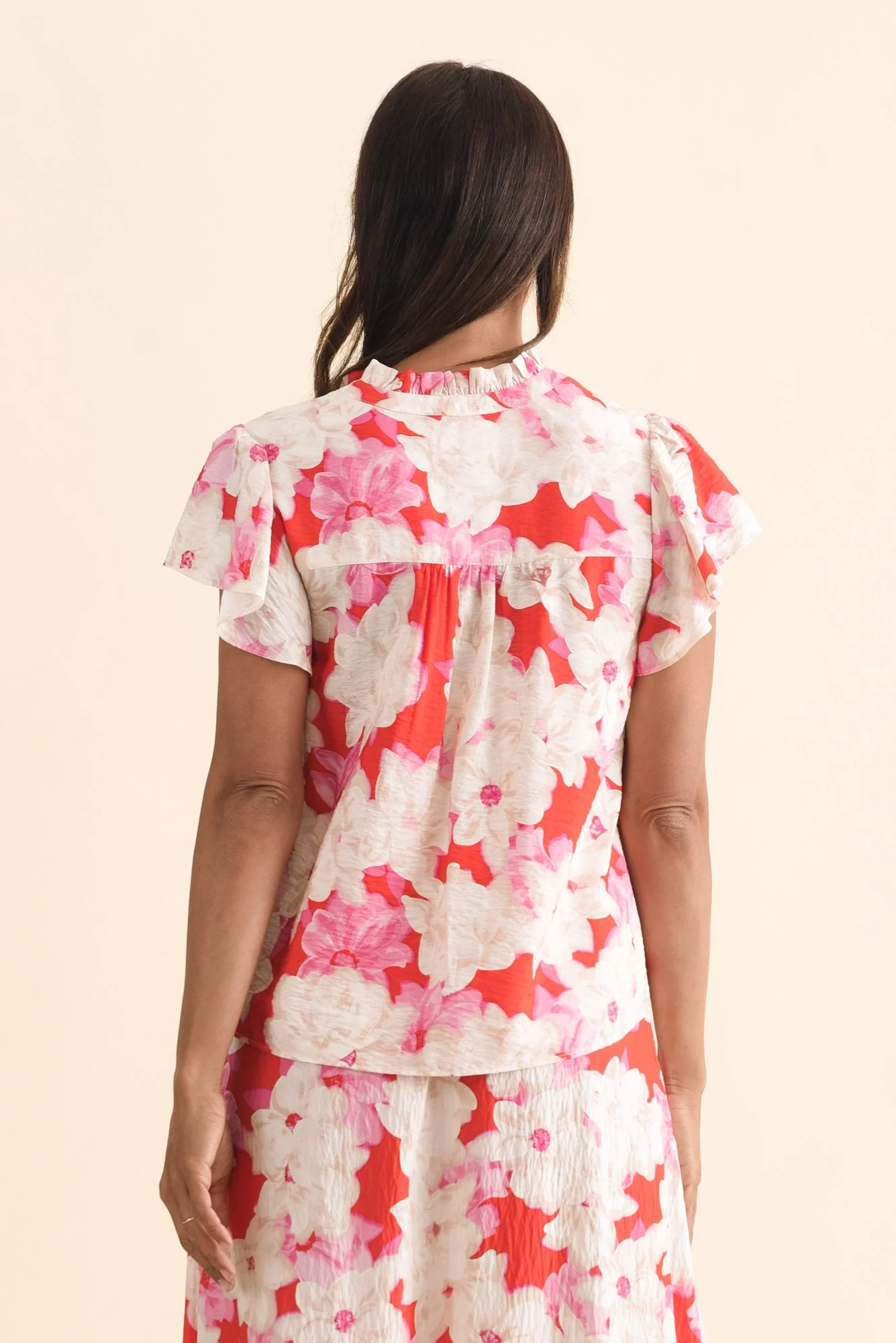 Lyra Red Floral Tie Top - Image 4