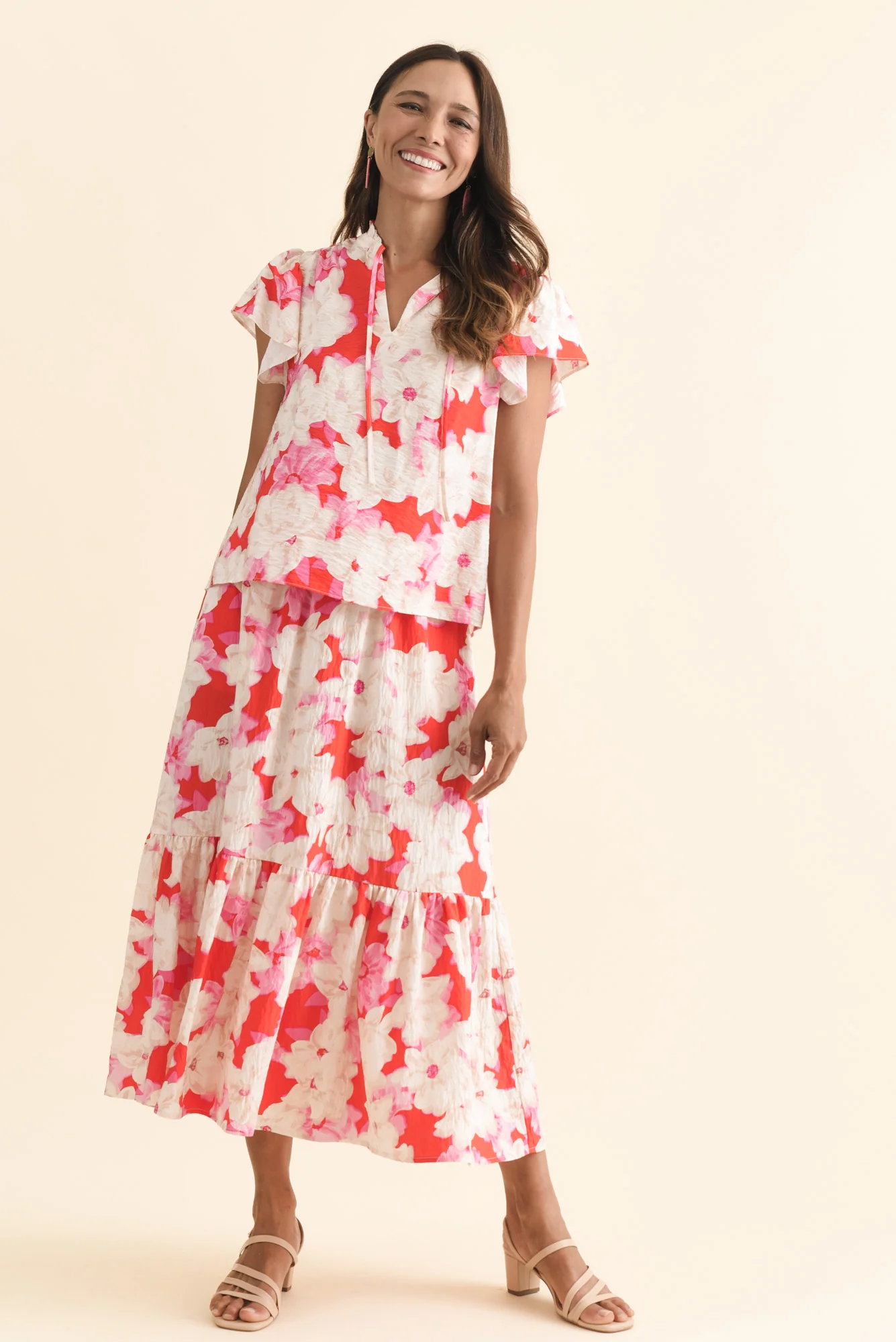 Lyra Red Floral Tie Top - Image 6
