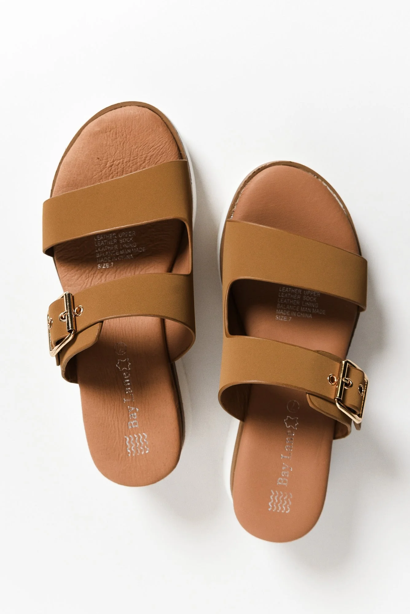 Lyst Tan Leather Buckle Platform Slide - Image 4