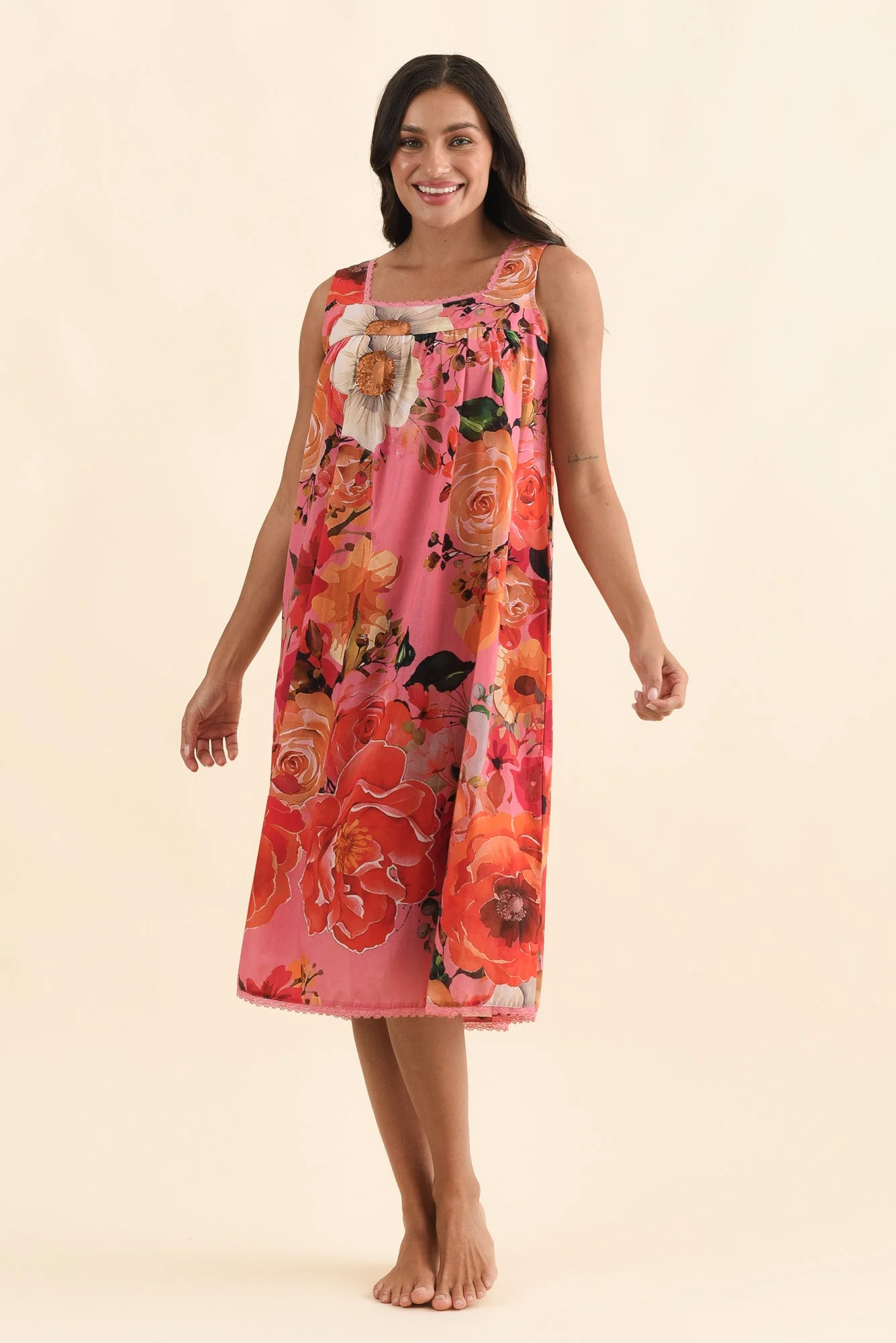 Mabella Pink Rose Cotton Nightie