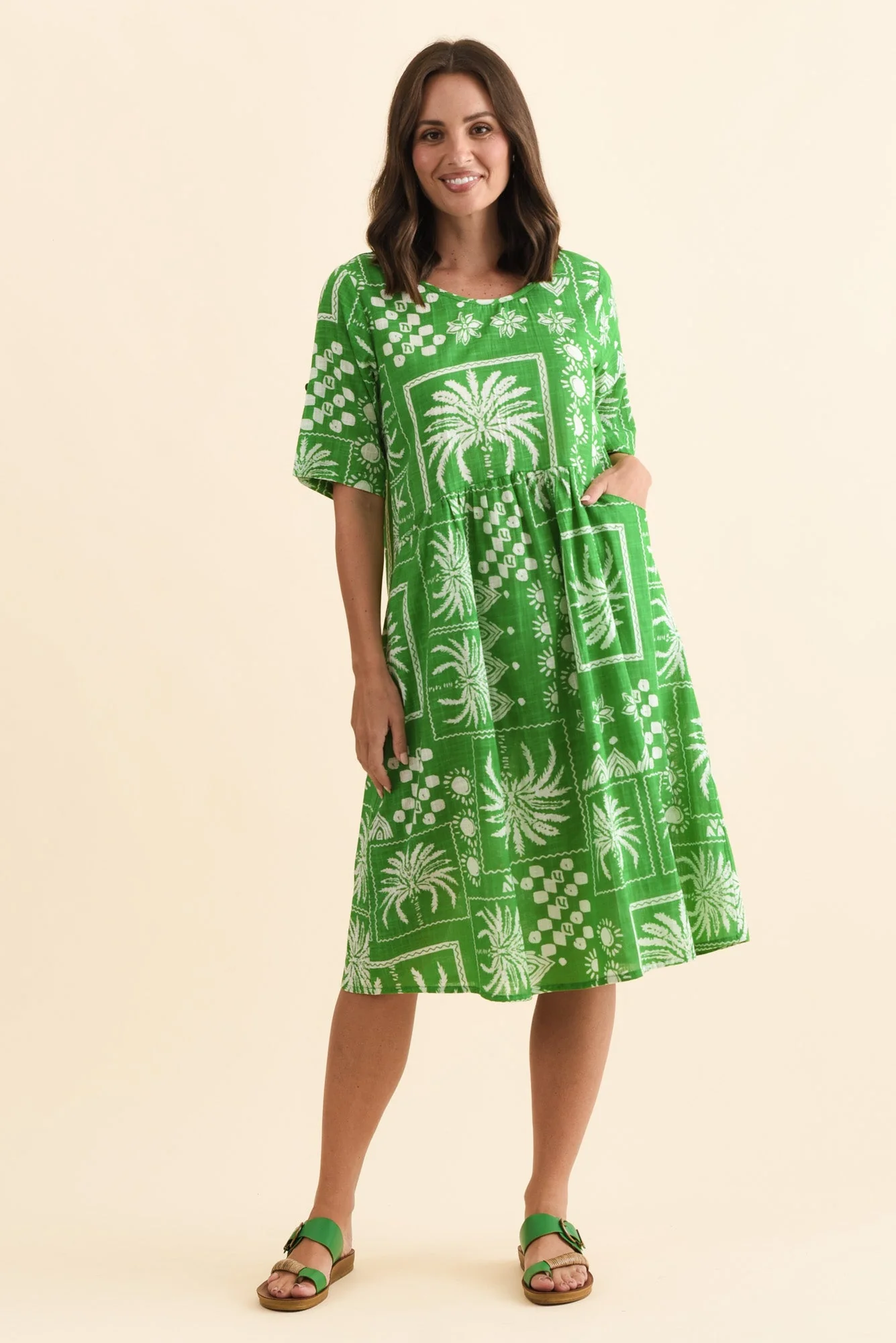 Mackie Green Tile Cotton Pocket Dress - Image 2