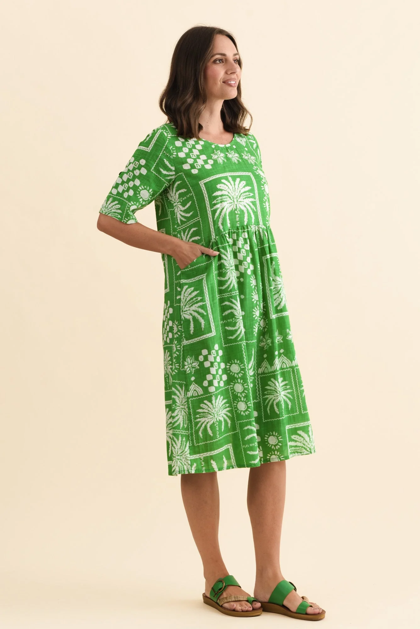 Mackie Green Tile Cotton Pocket Dress - Image 3