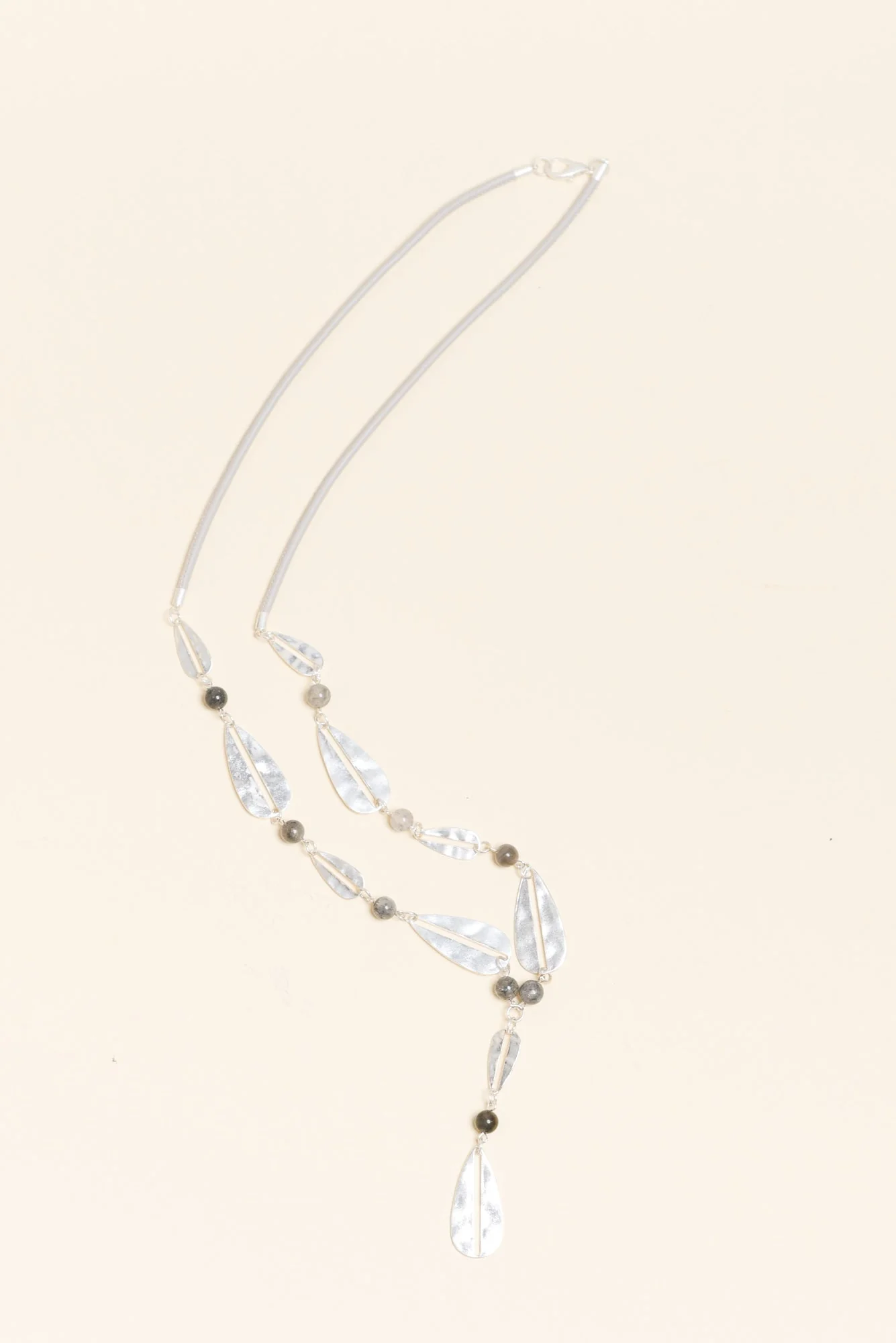 Maddison Silver Teardrop Beaded Necklace