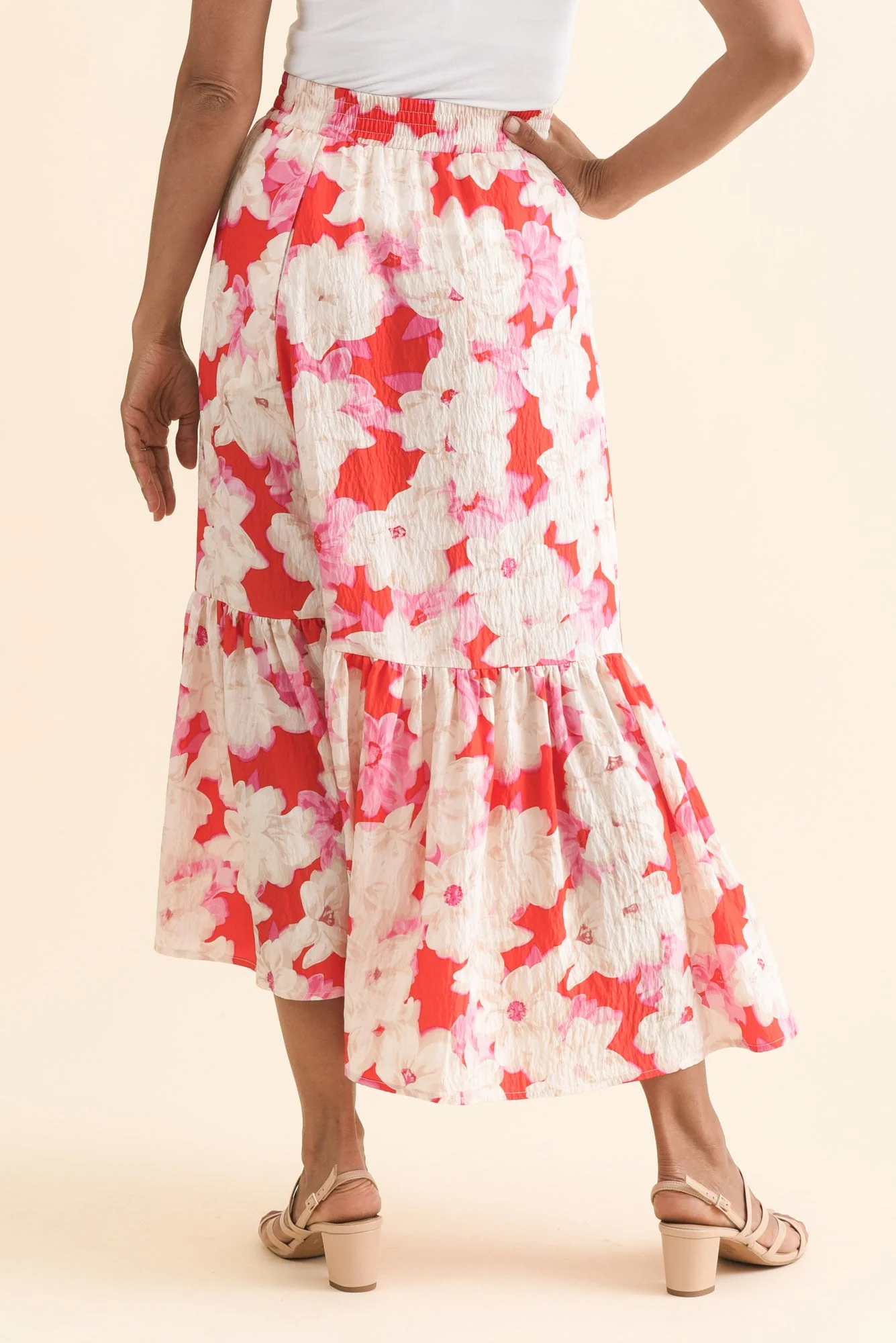 Maggie Red Floral Pocket Skirt - Image 4