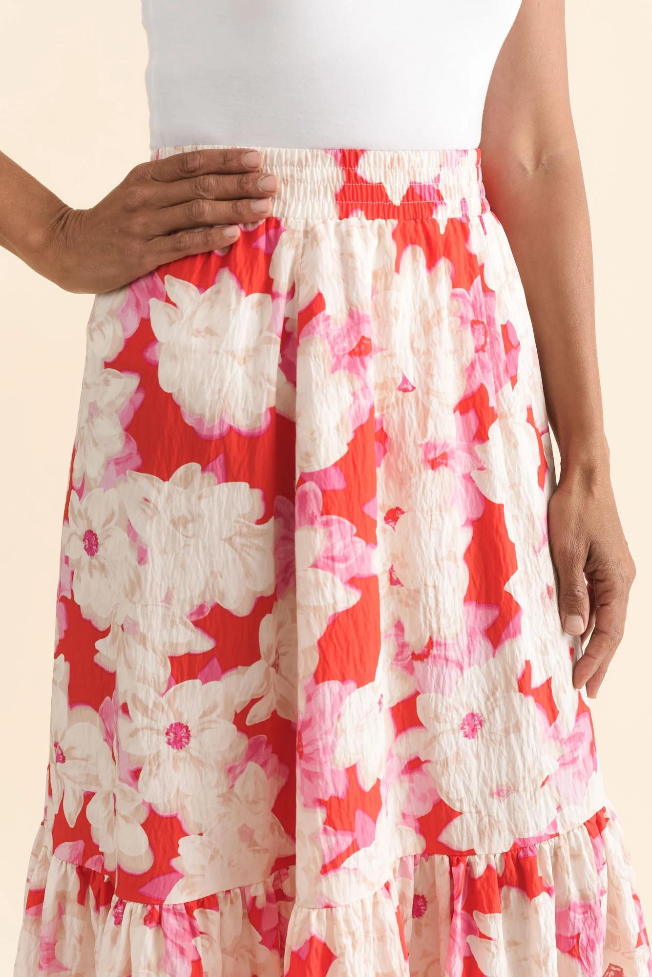 Maggie Red Floral Pocket Skirt - Image 5