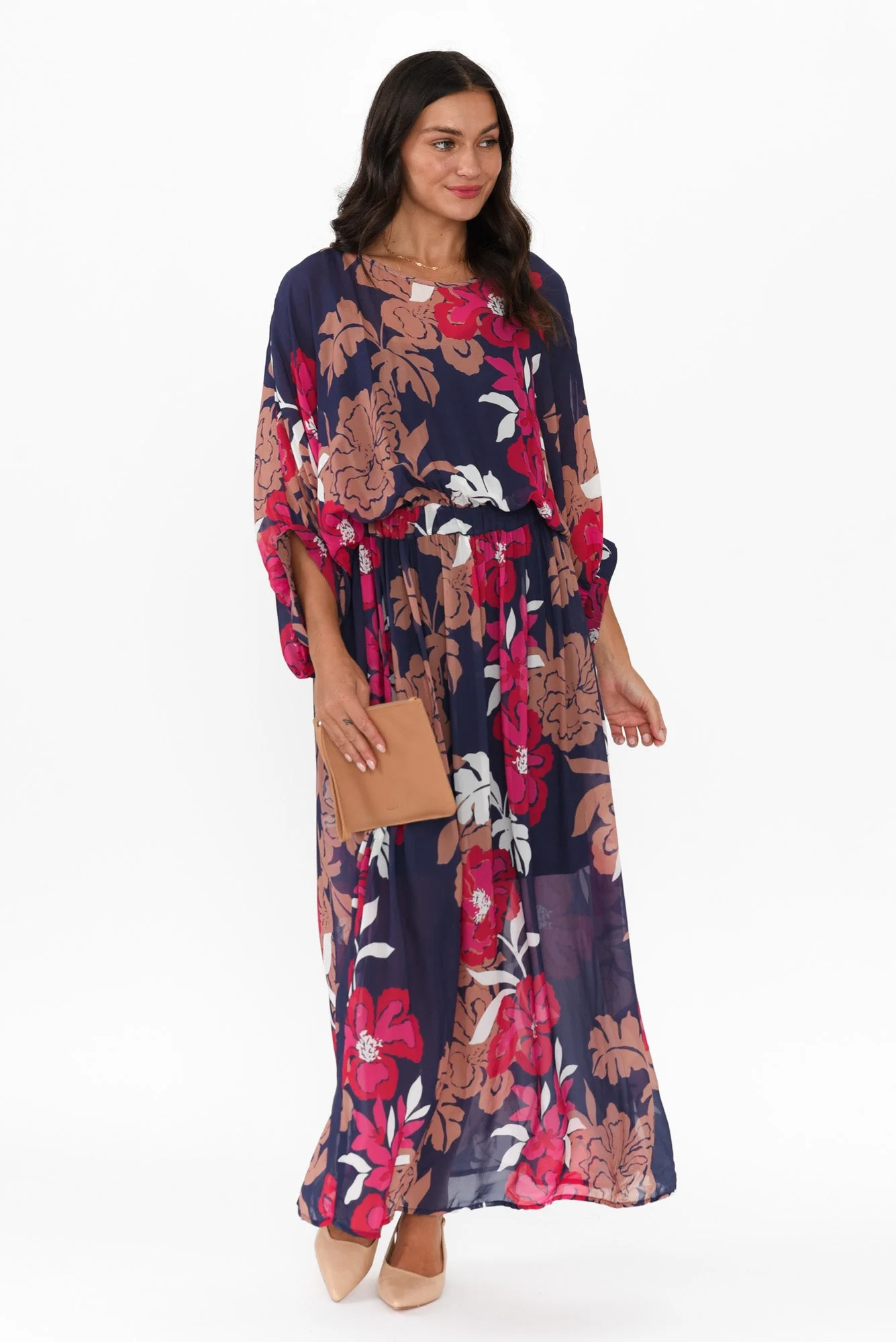 Magnetic Navy Floral Long Sleeve Dress