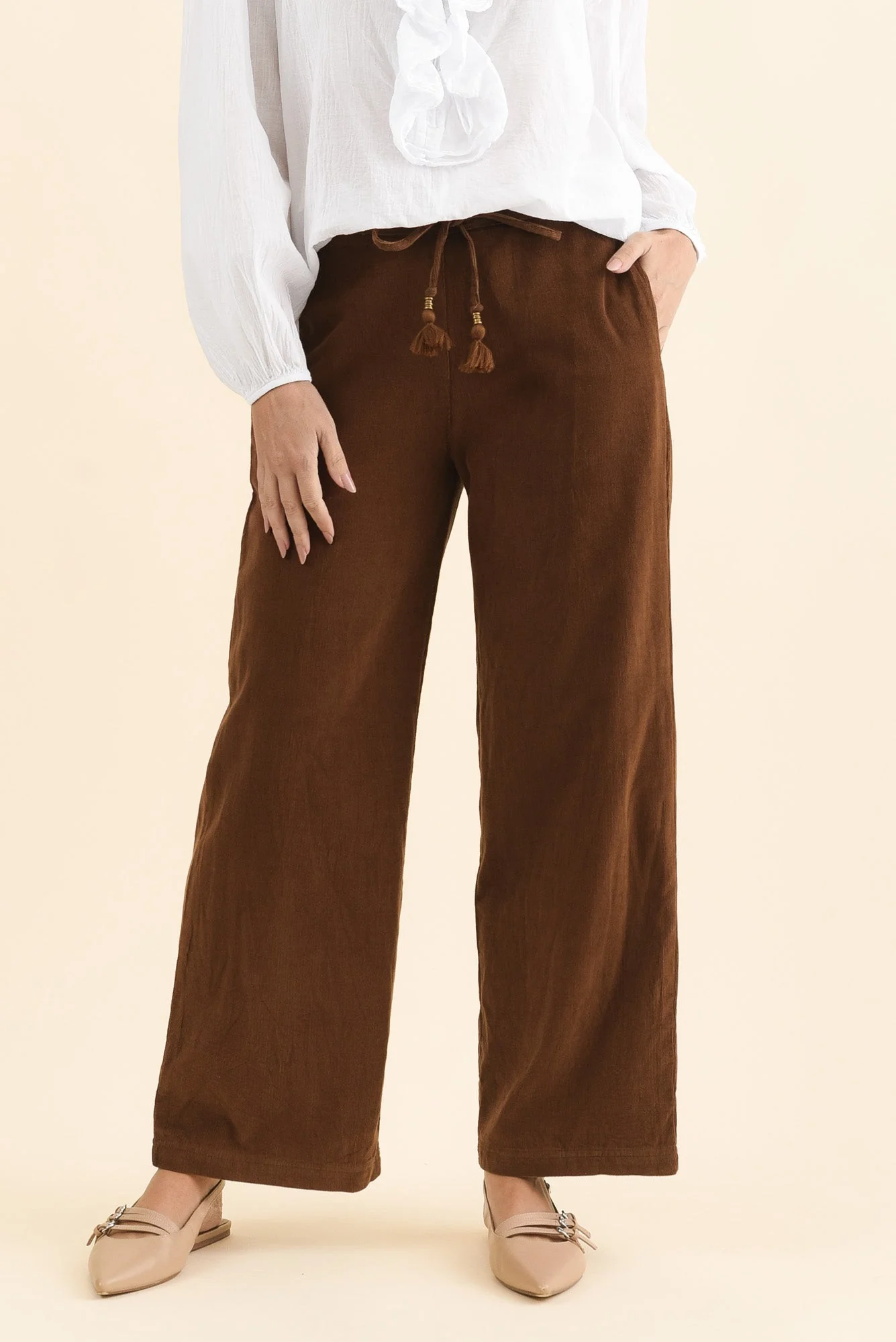 Makenna Brown Corduroy Tassel Pants