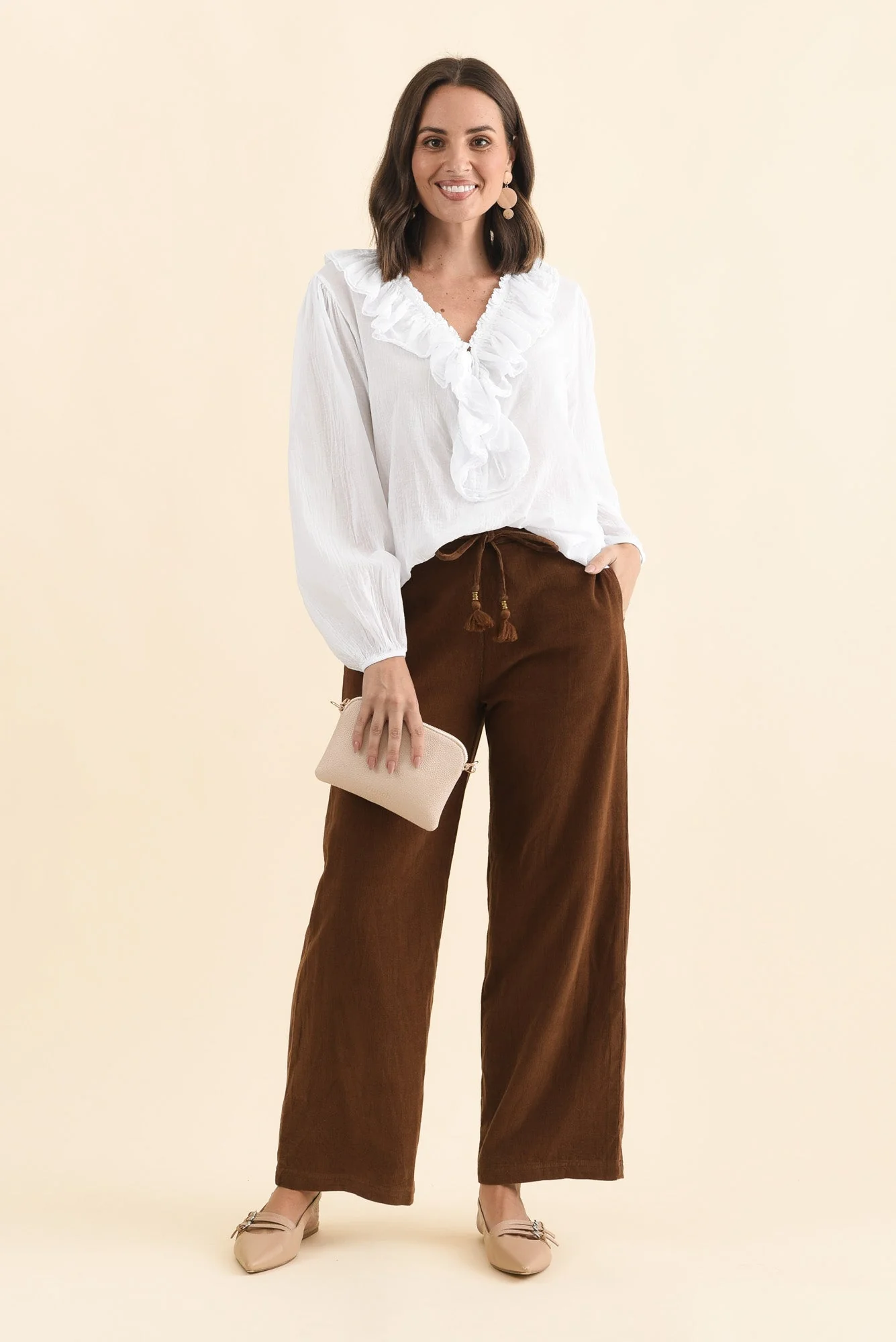 Makenna Brown Corduroy Tassel Pants - Image 2