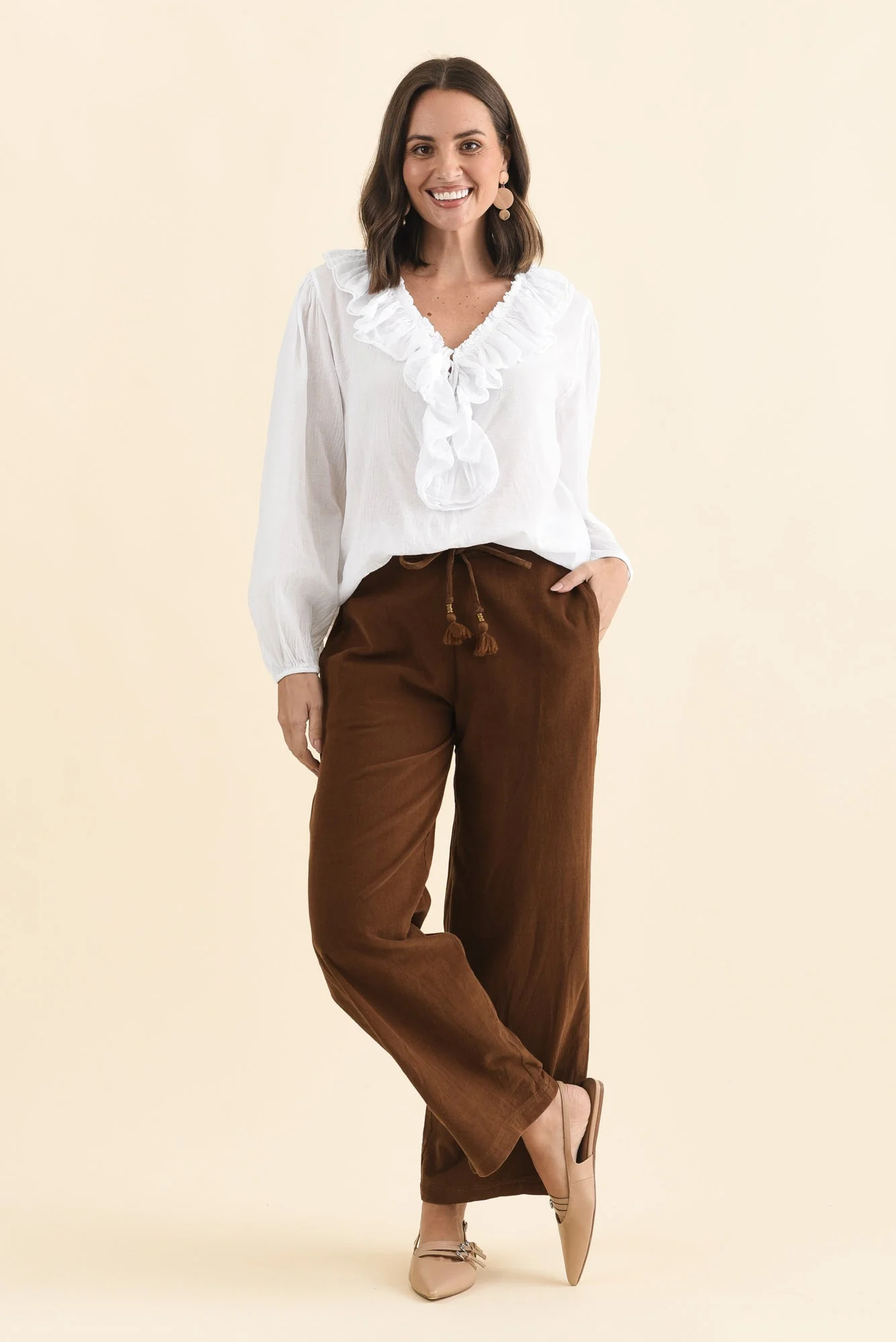 Makenna Brown Corduroy Tassel Pants - Image 6