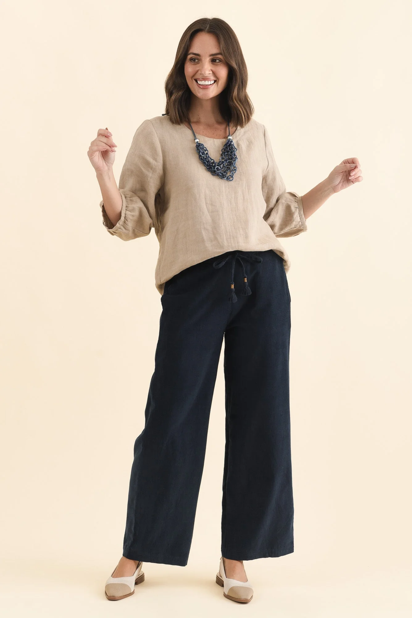 Makenna Navy Corduroy Tassel Pants - Image 2