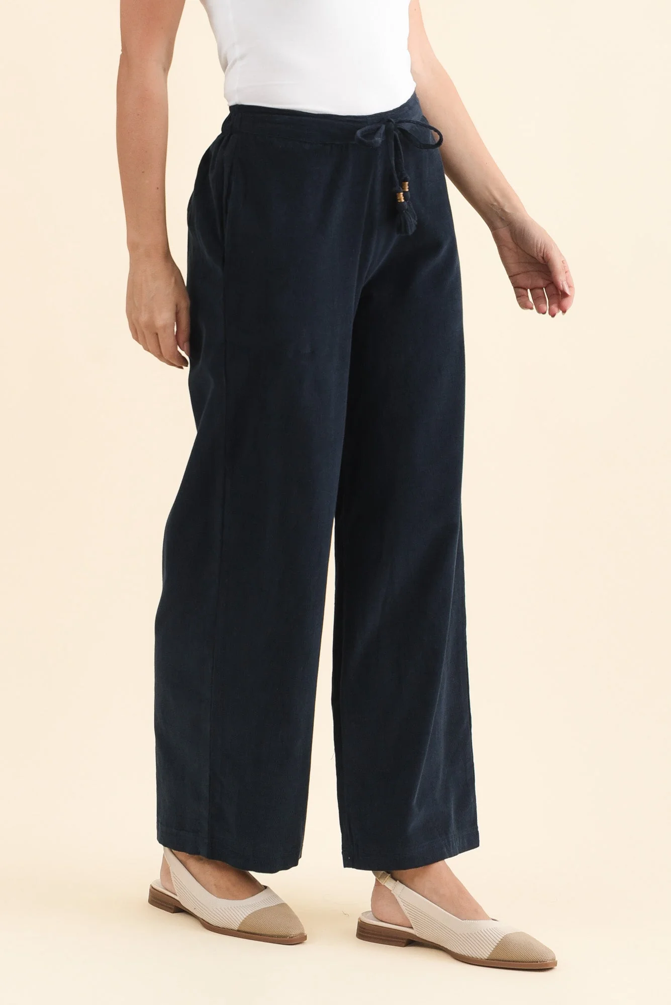 Makenna Navy Corduroy Tassel Pants - Image 3