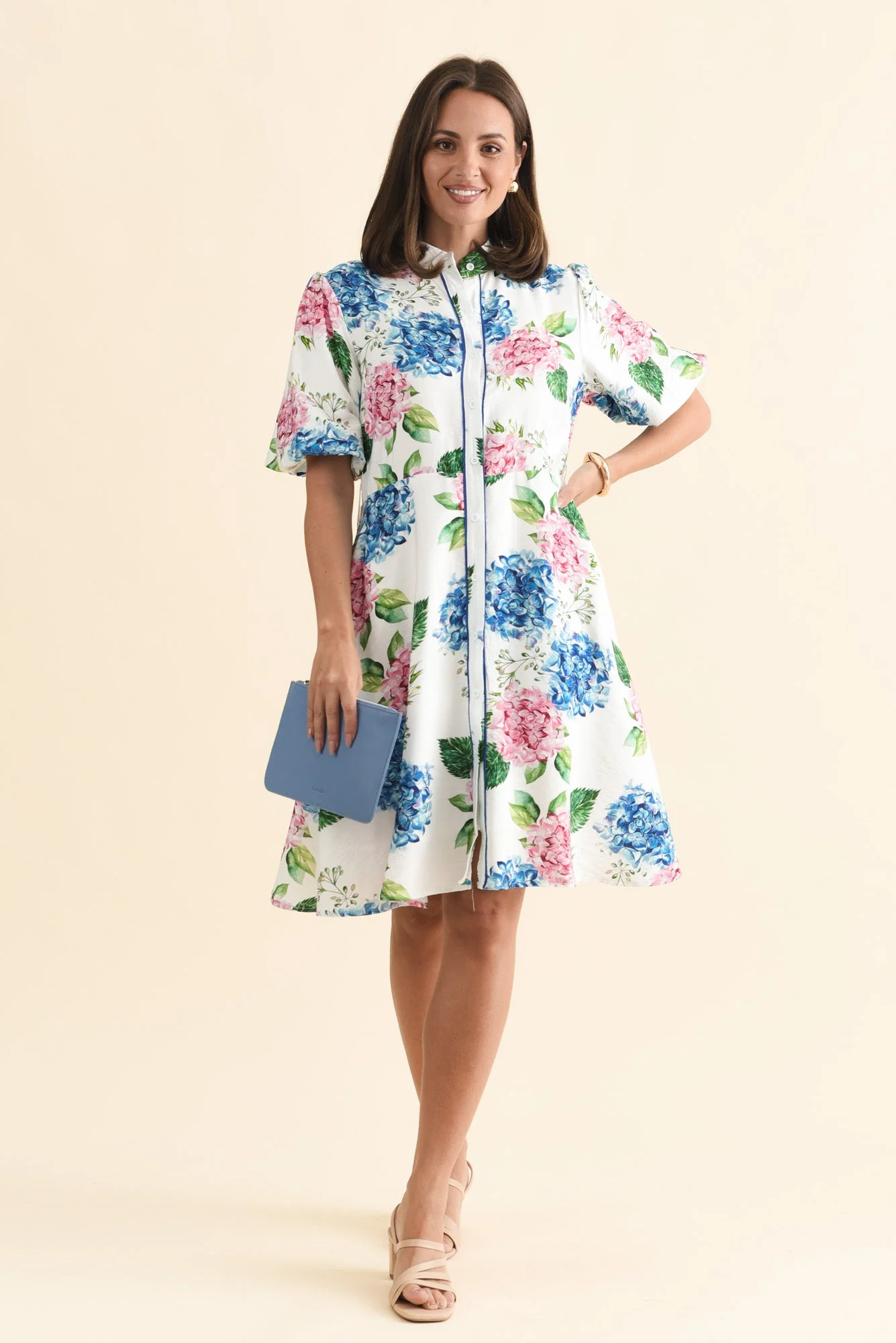 Malia White Flower Linen Cotton Dress - Image 2