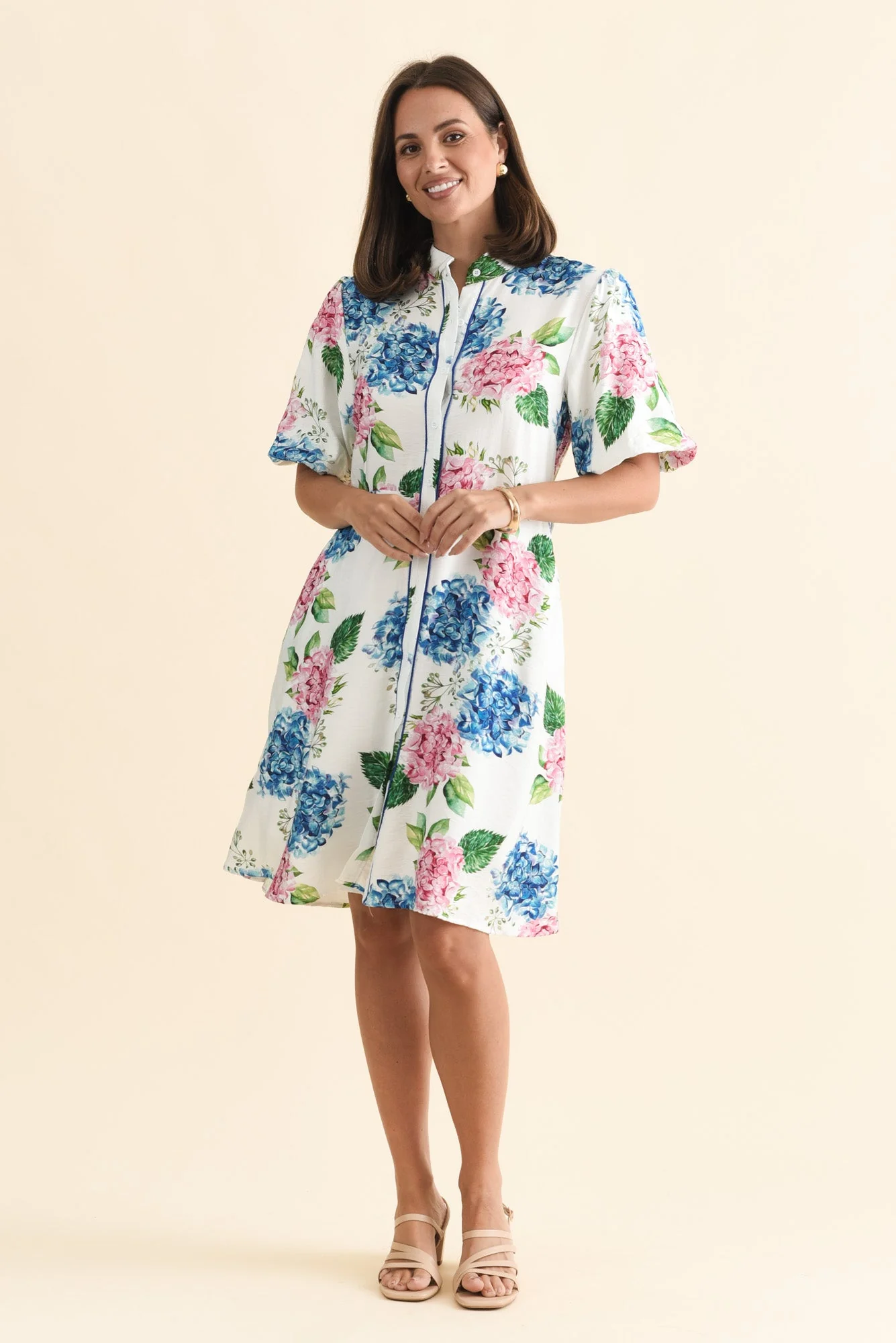 Malia White Flower Linen Cotton Dress - Image 3