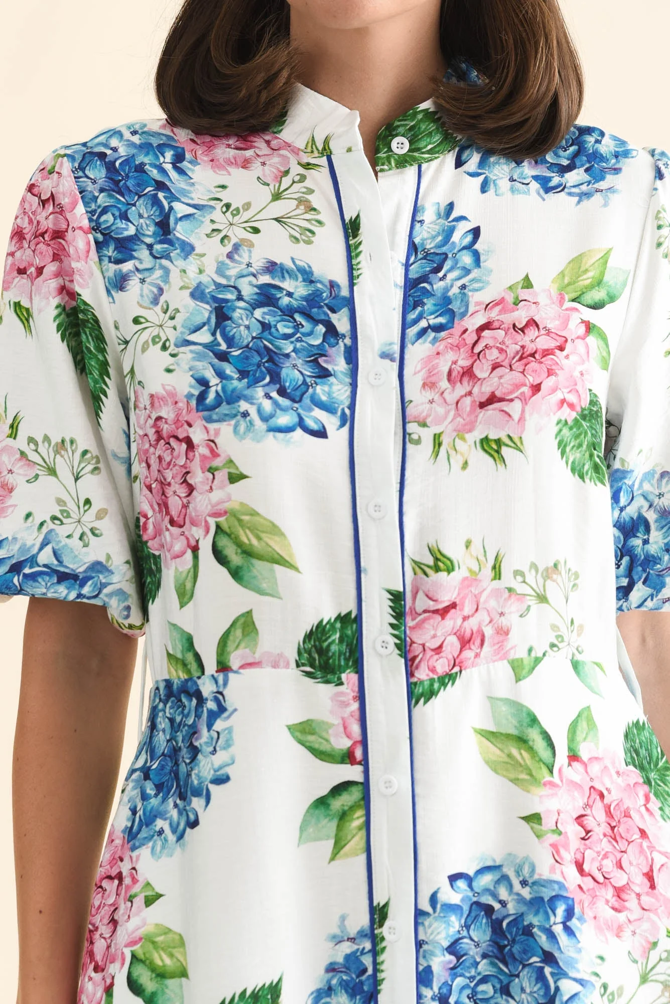 Malia White Flower Linen Cotton Dress - Image 6