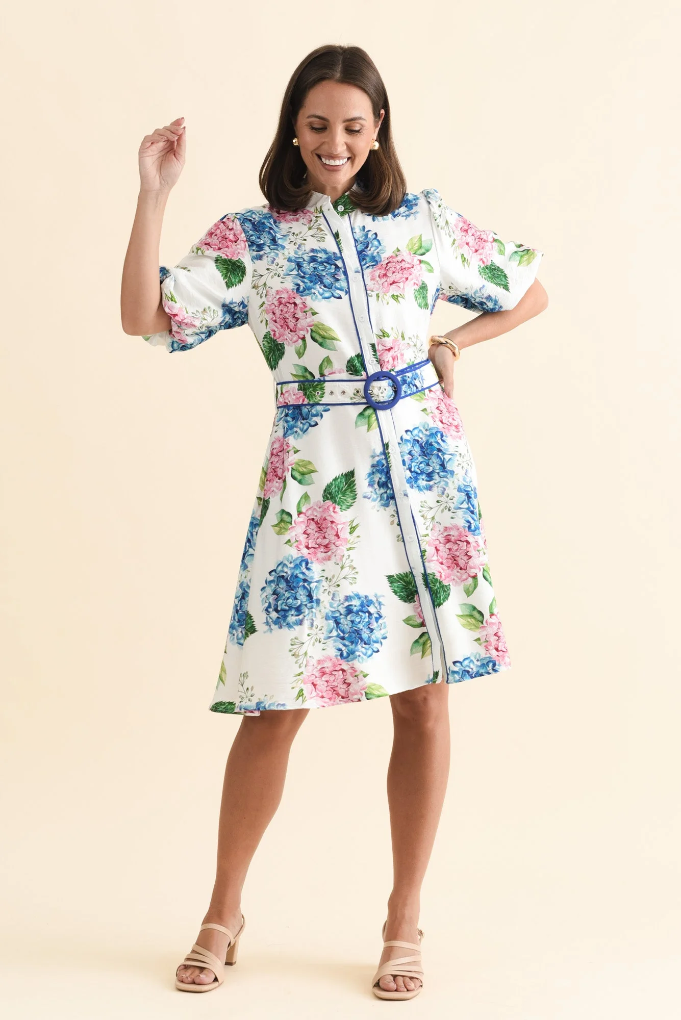 Malia White Flower Linen Cotton Dress - Image 7