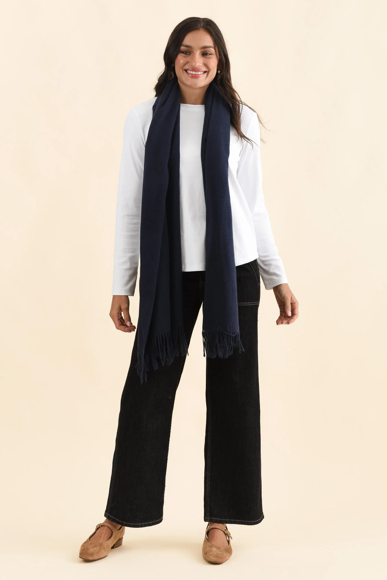 Malone Navy Wool Blend Scarf - Image 3