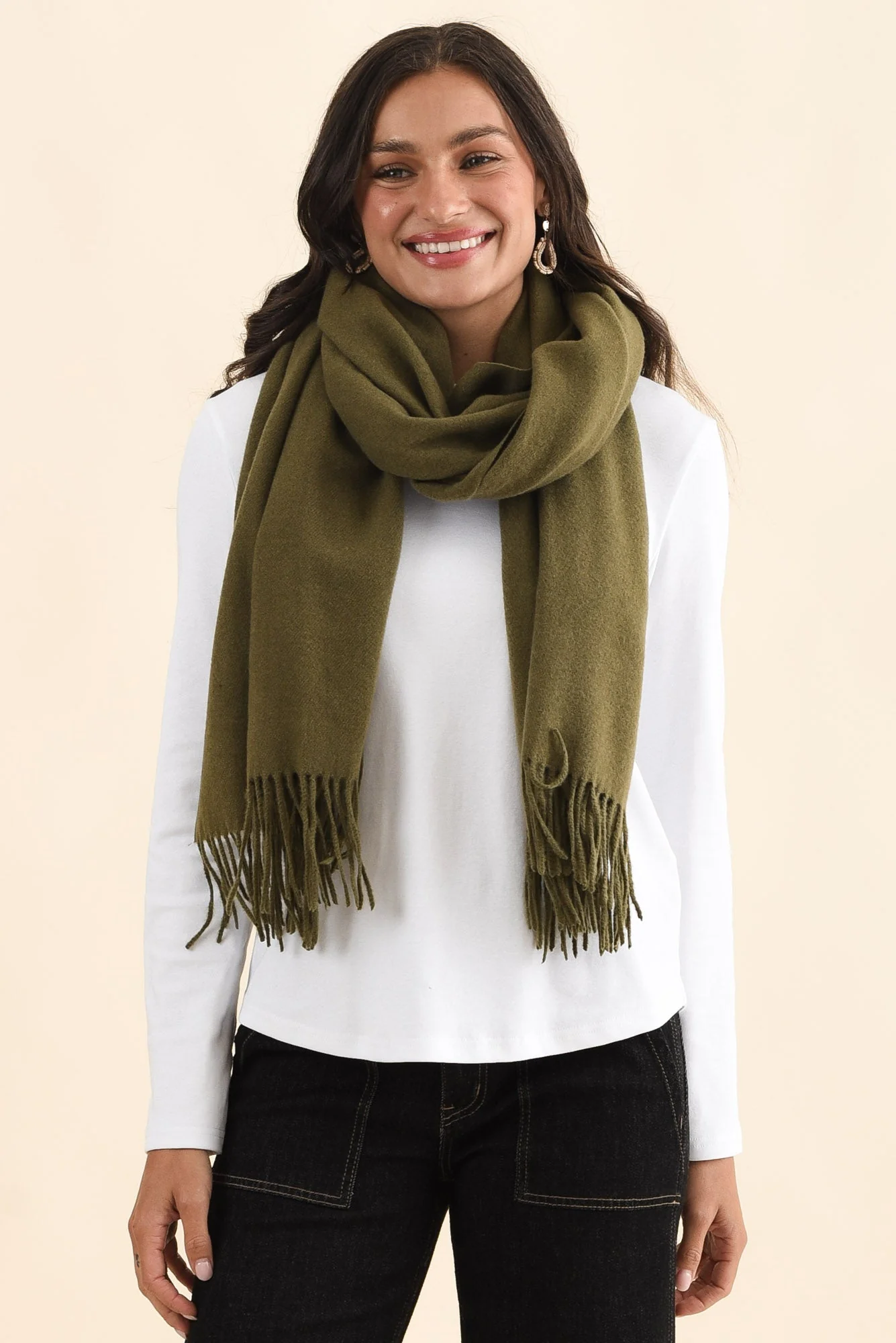 Malone Olive Wool Blend Scarf