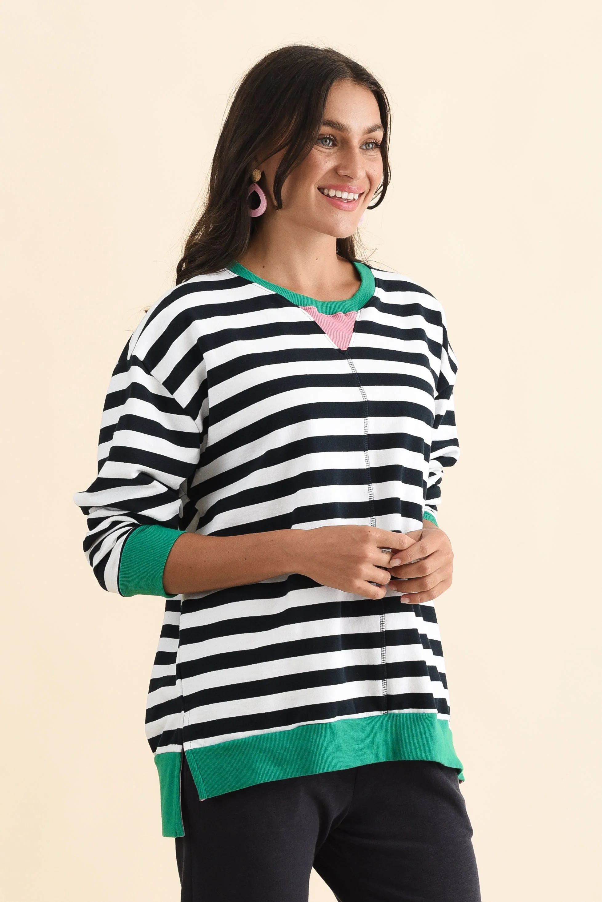 Maps Navy Stripe Cotton Crewneck Sweatshirt - Image 3