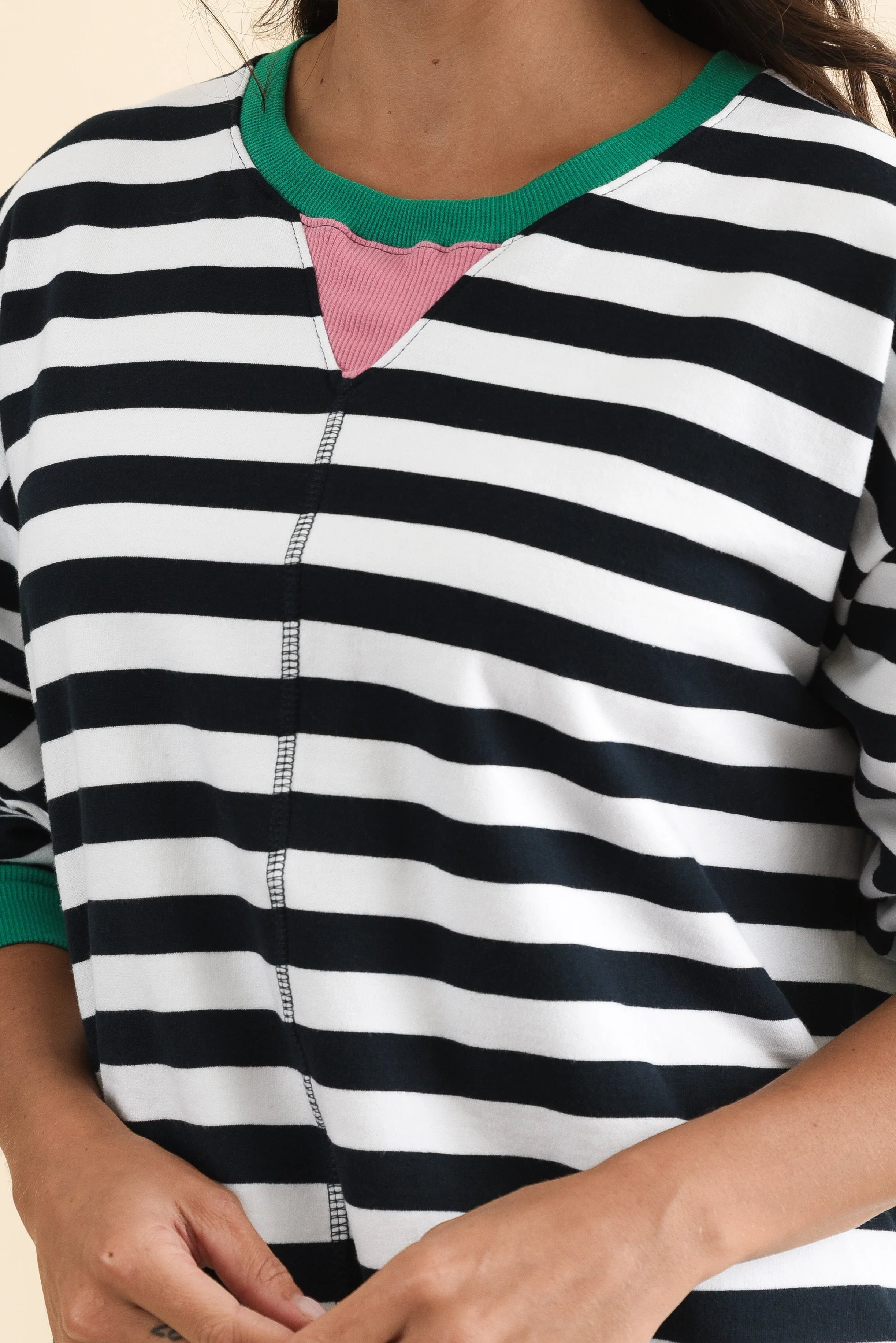 Maps Navy Stripe Cotton Crewneck Sweatshirt - Image 5