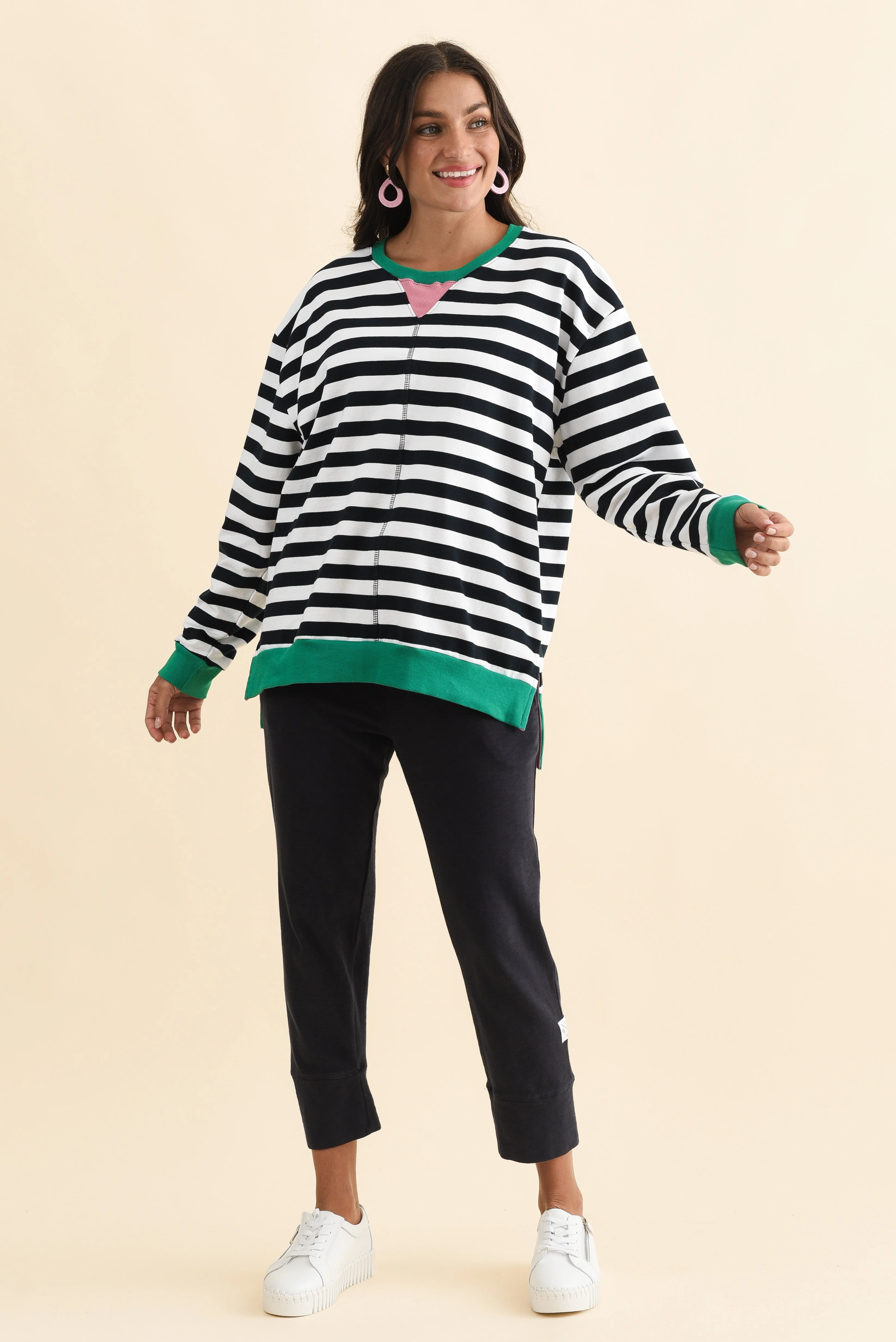 Maps Navy Stripe Cotton Crewneck Sweatshirt - Image 6