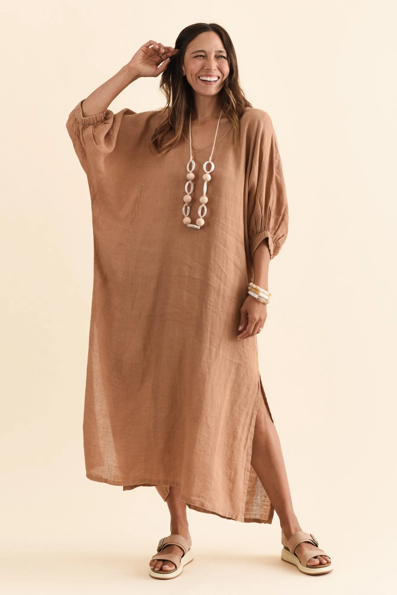 Marcel Mocha Linen Dress - Image 3