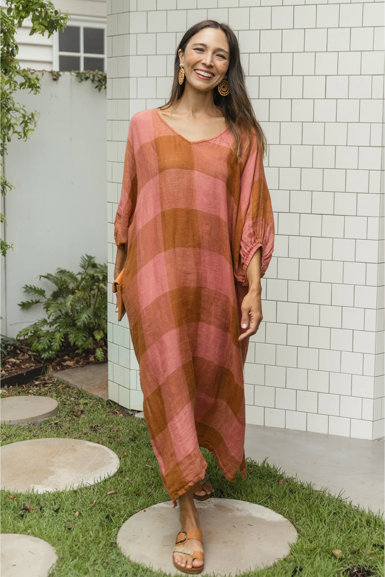 Marcel Orange Check Linen Dress