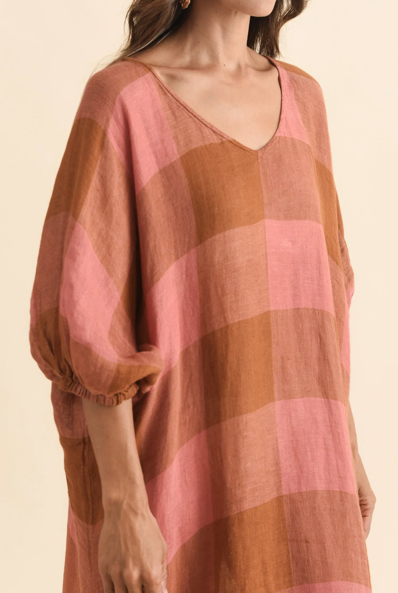 Marcel Orange Check Linen Dress - Image 6