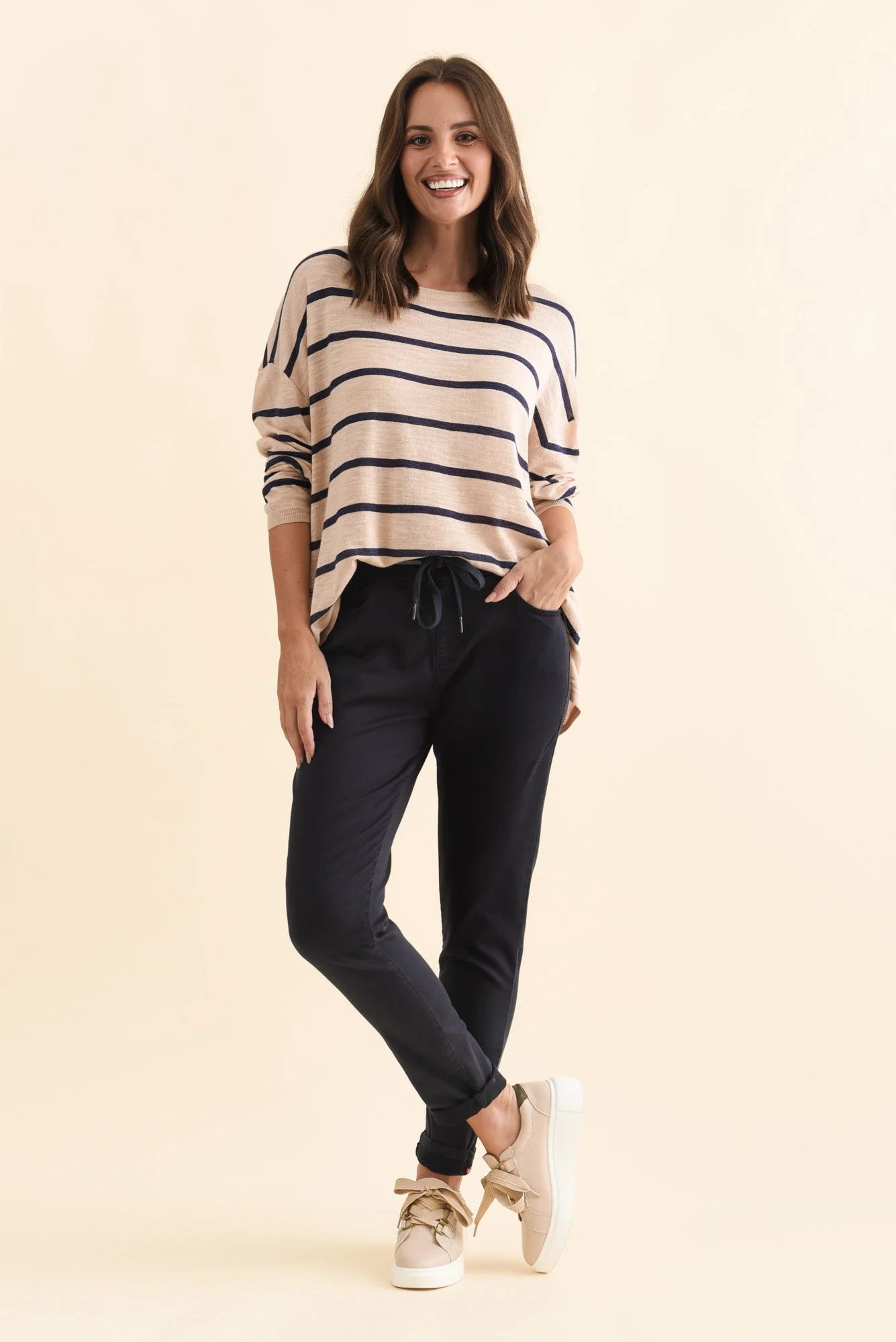 Margo Navy Drawstring Pants - Image 3