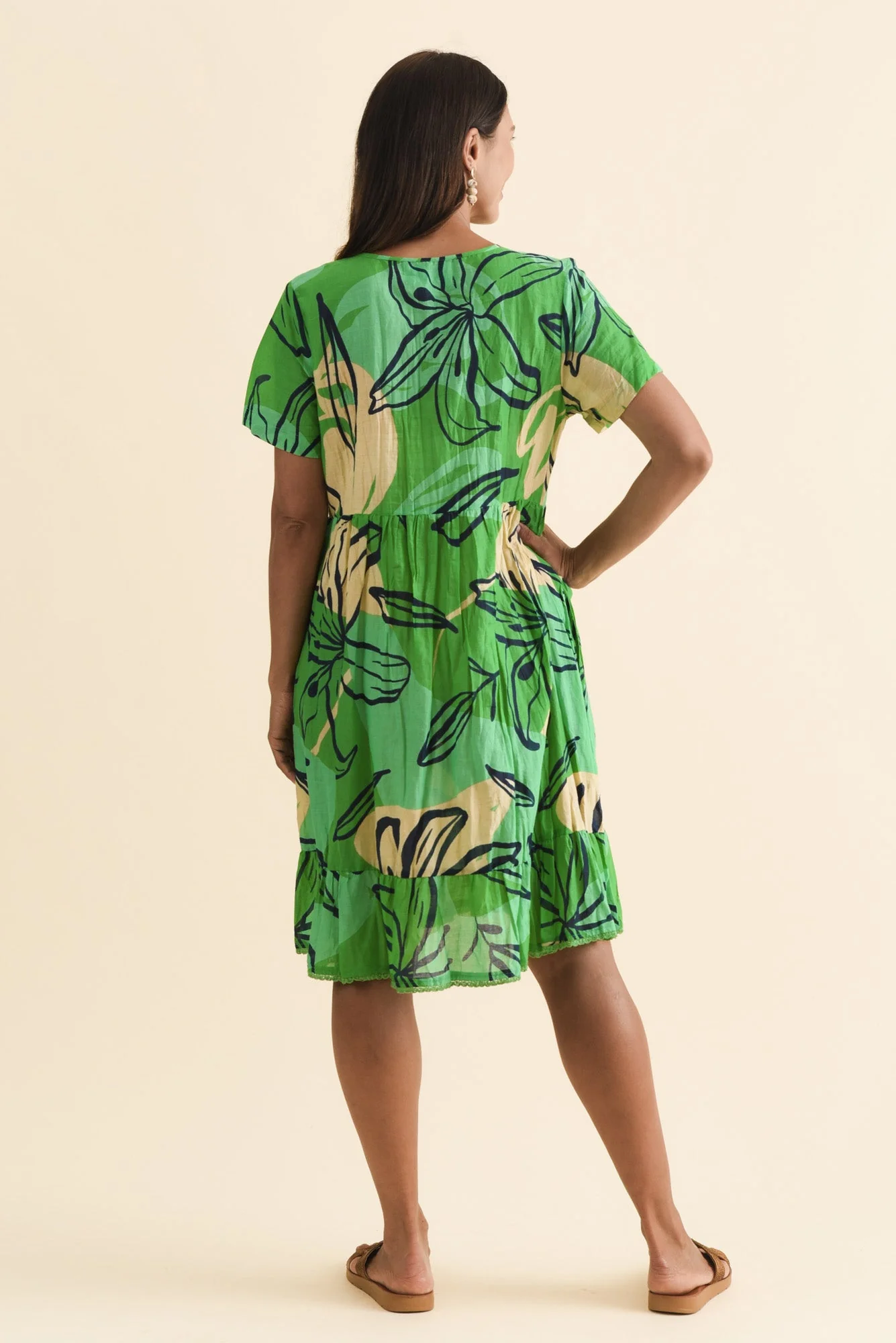 Marisol Green Lily Crinkle Cotton Dress - Image 4