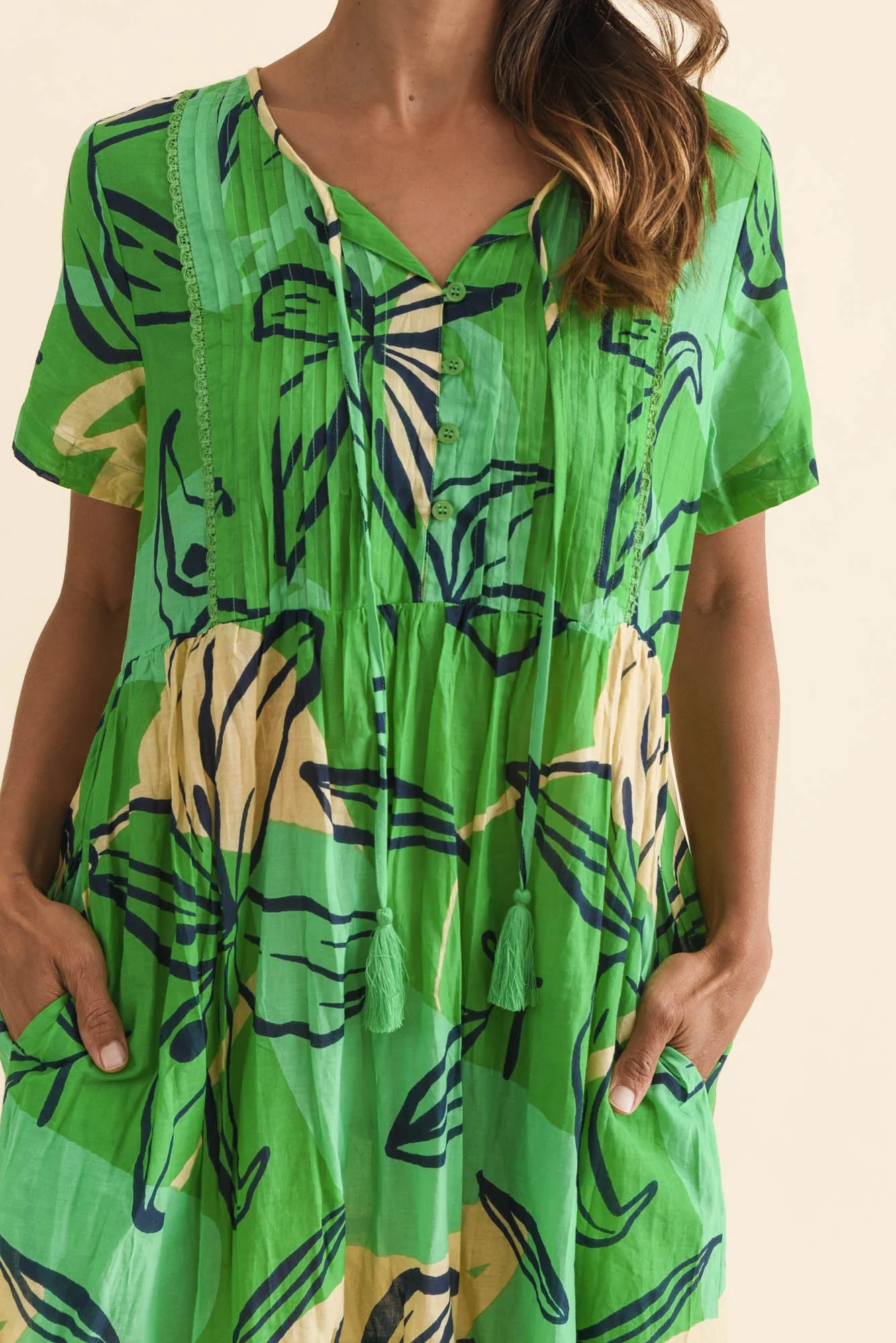Marisol Green Lily Crinkle Cotton Dress - Image 5