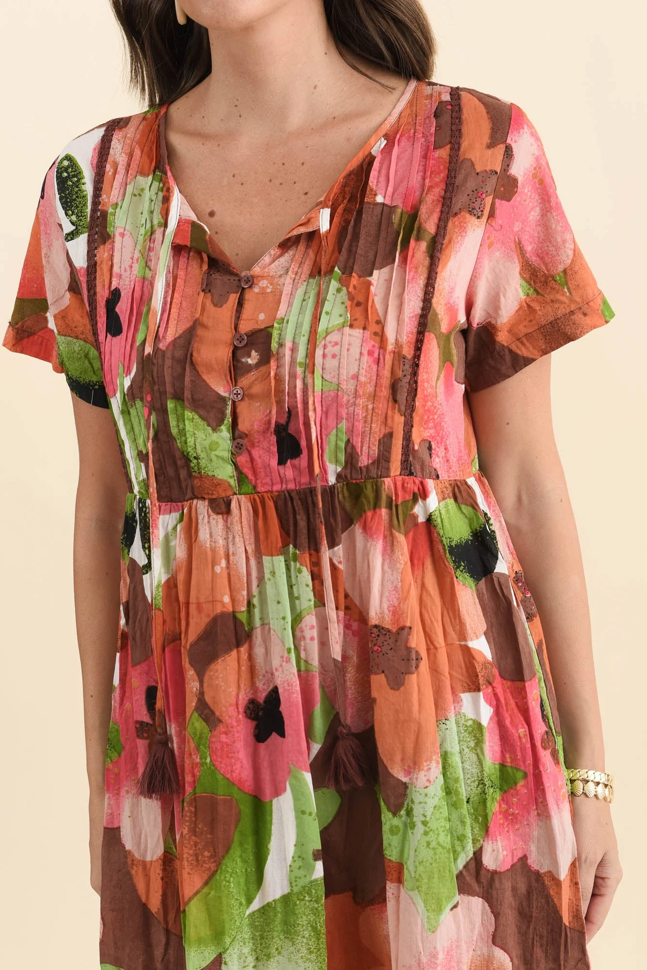 Marisol Pink Floral Crinkle Cotton Dress - Image 6