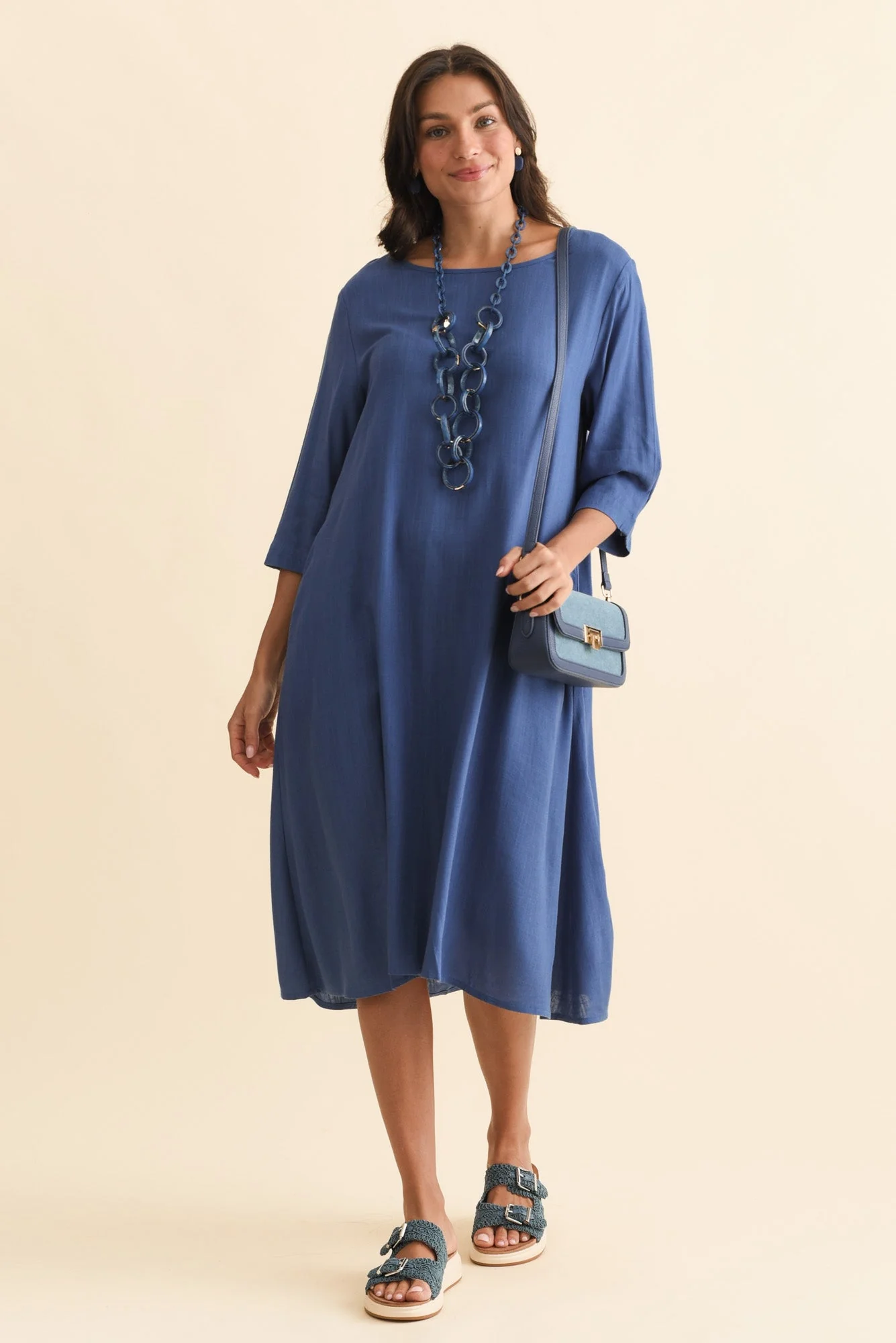 Marley Blue Linen Blend Dress