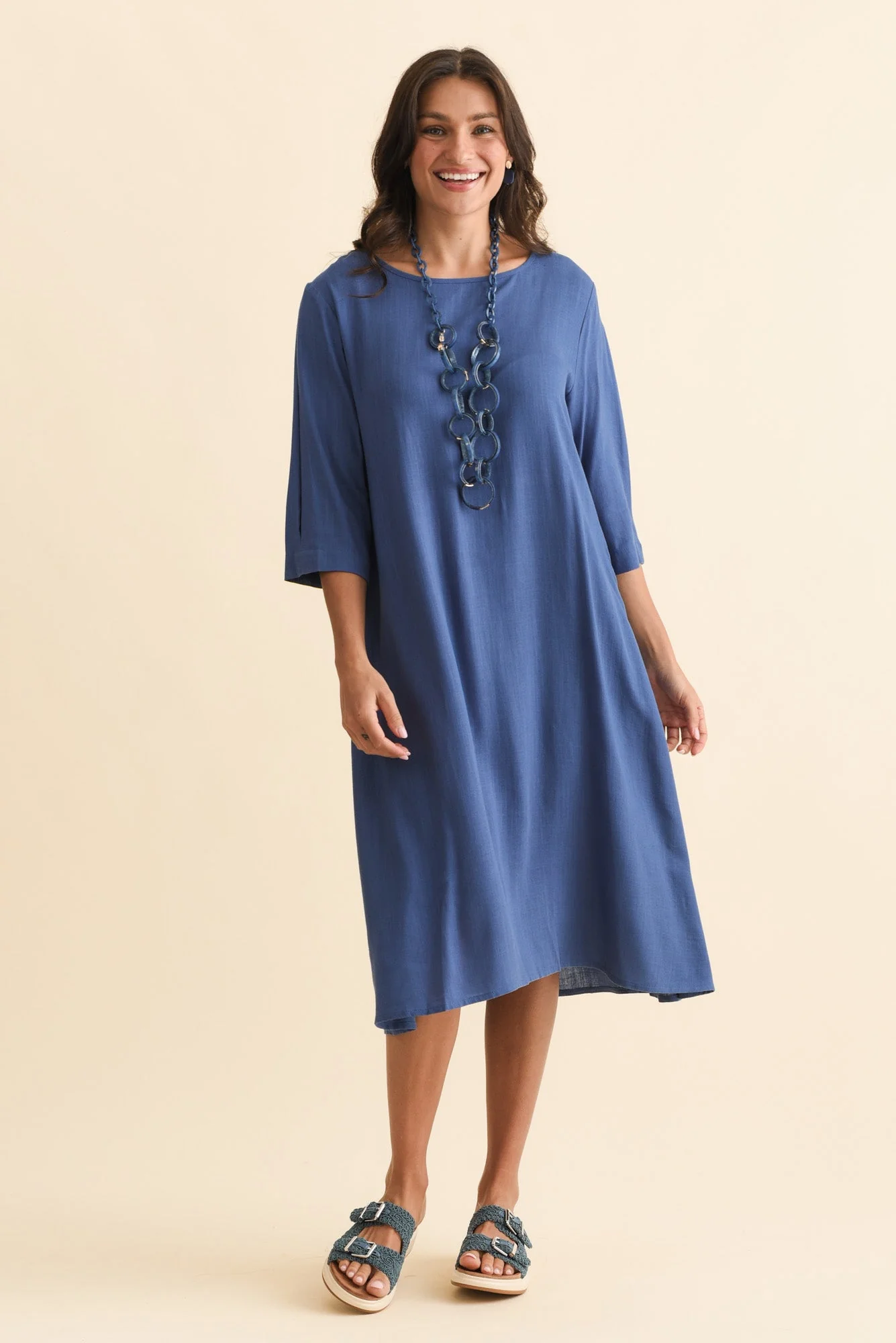Marley Blue Linen Blend Dress - Image 2