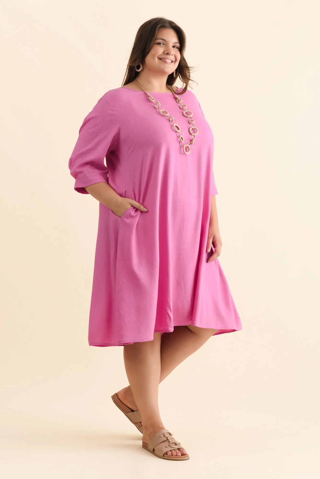 Marley Pink Linen Blend Dress - Image 10