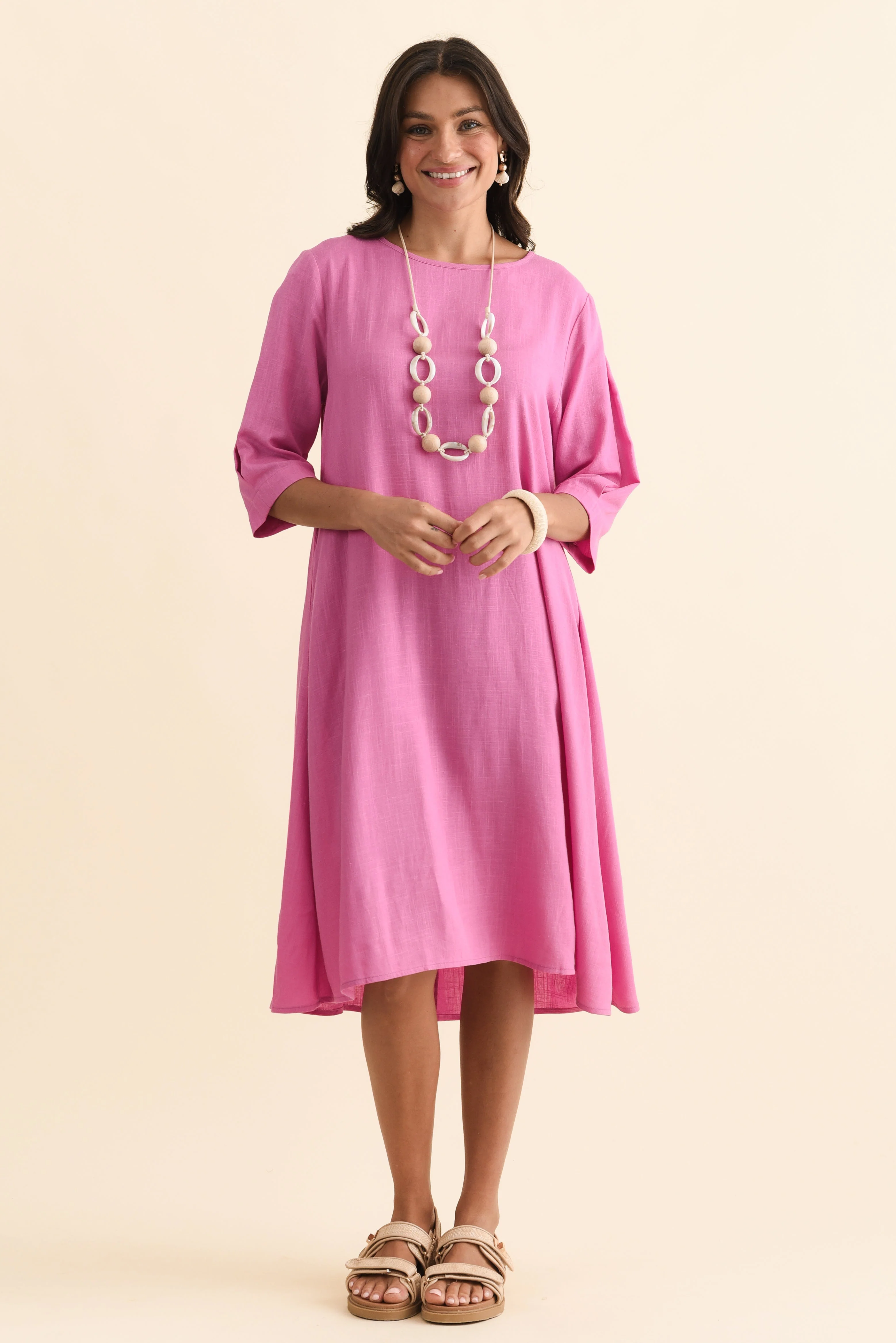 Marley Pink Linen Blend Dress - Image 2