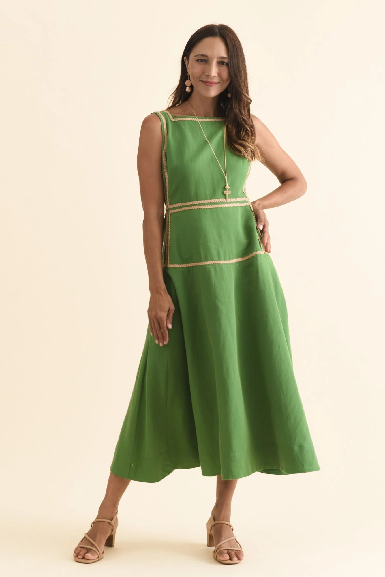 Marlin Green Contrast Trim Dress
