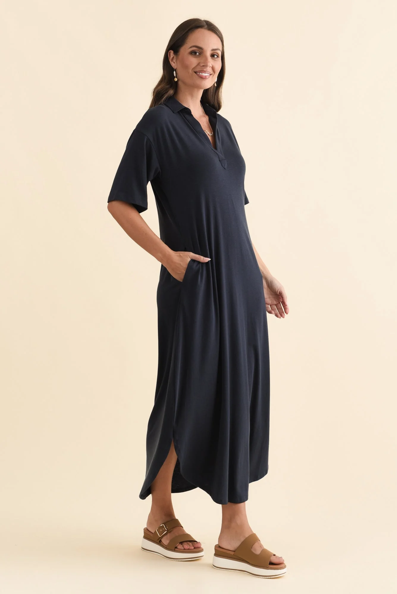 Marnie Navy Bamboo Tie Dress - Image 3