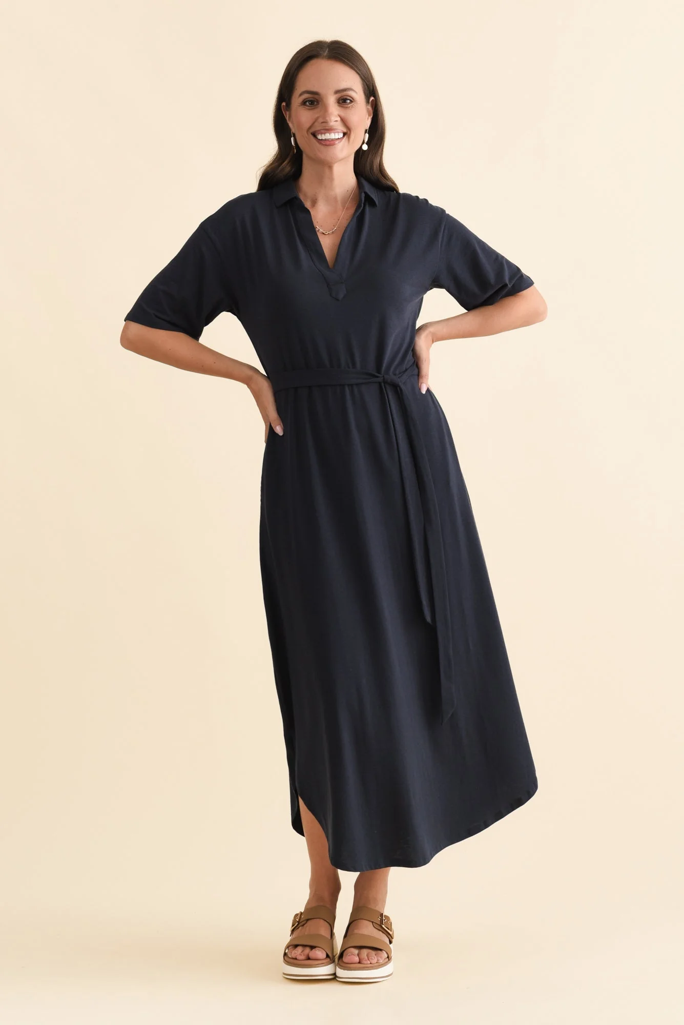 Marnie Navy Bamboo Tie Dress - Image 6