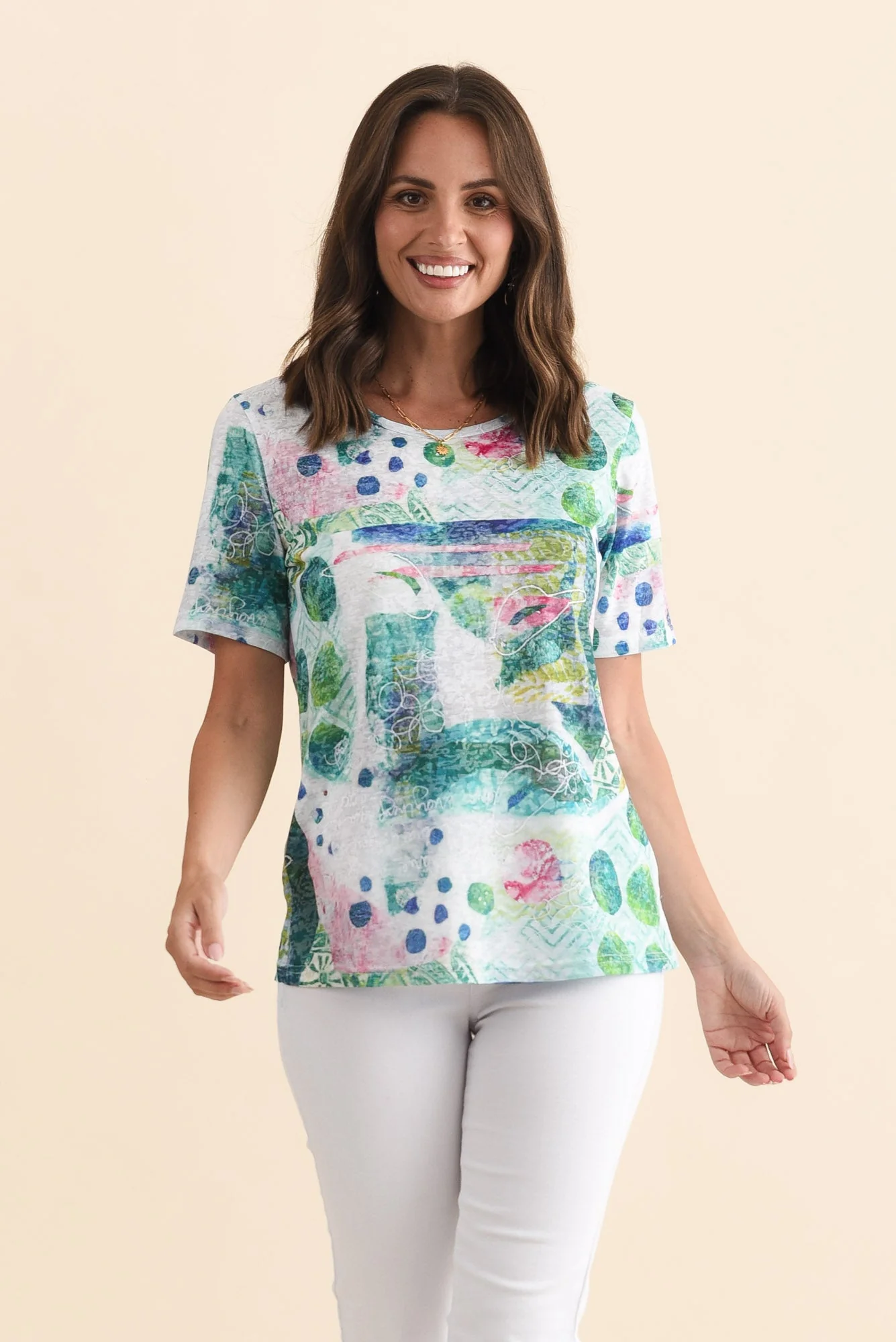 Masie Green Motif Top