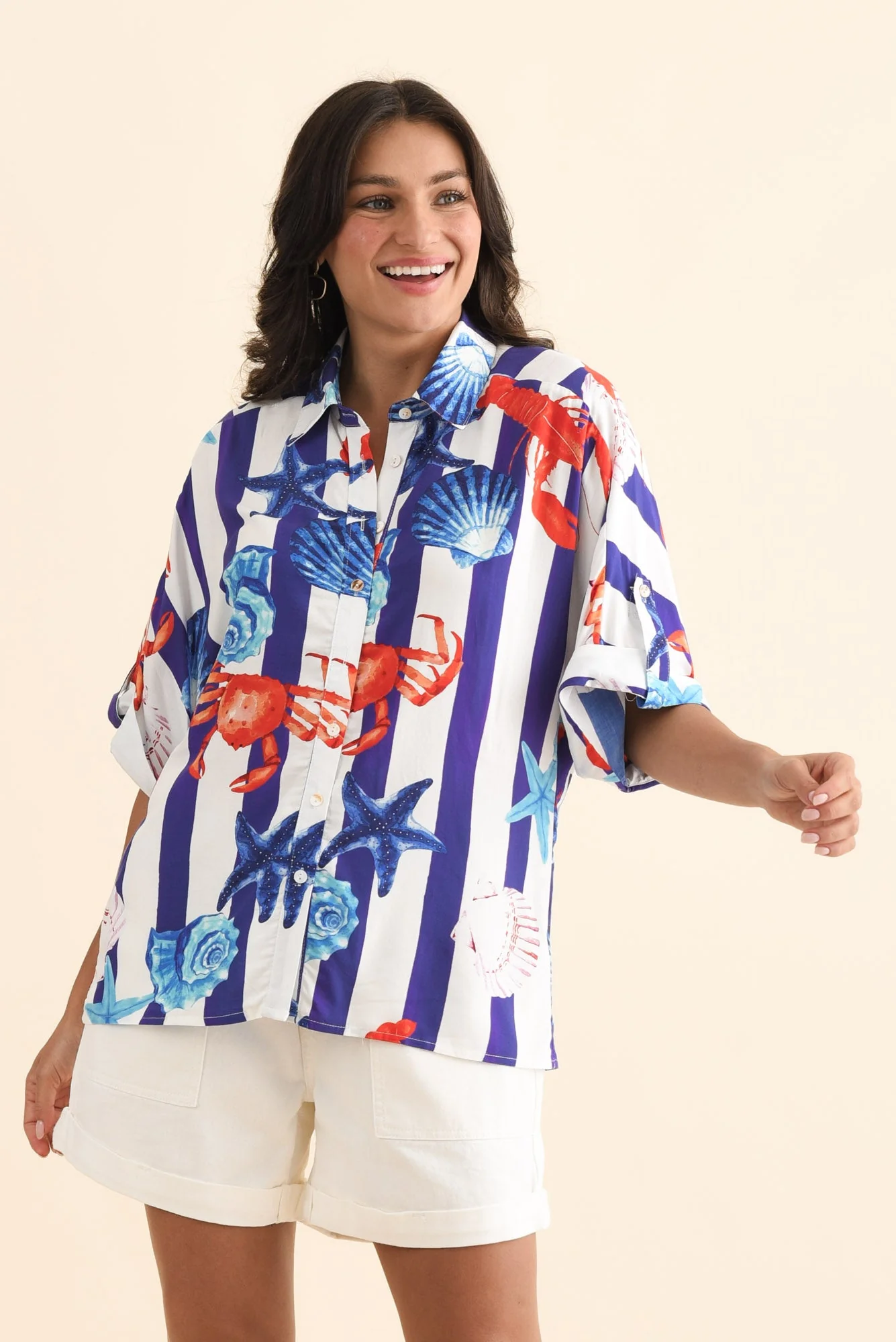 May Blue Beach Collared Shirt