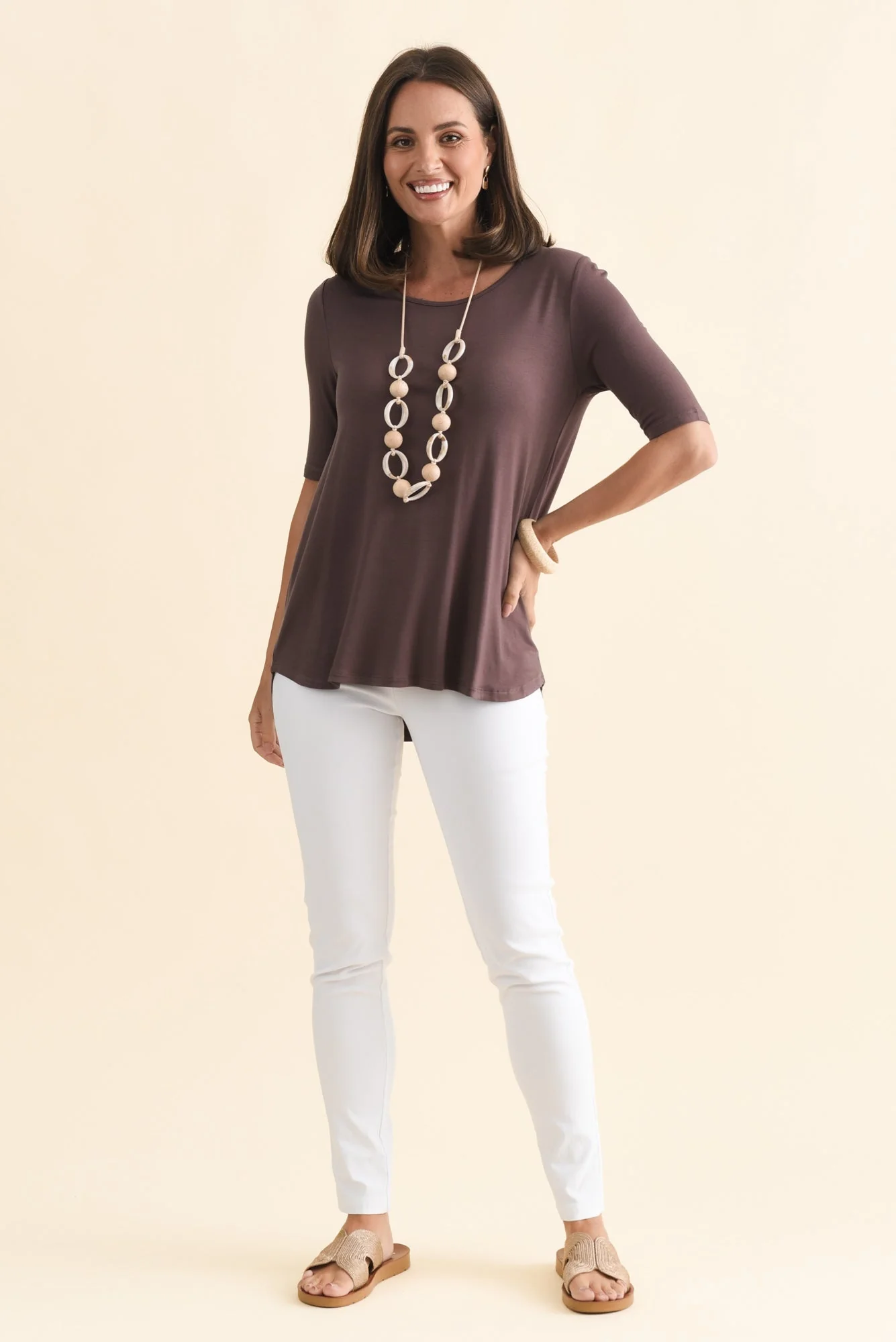 Maya Brown Half Sleeve Tee - Image 3