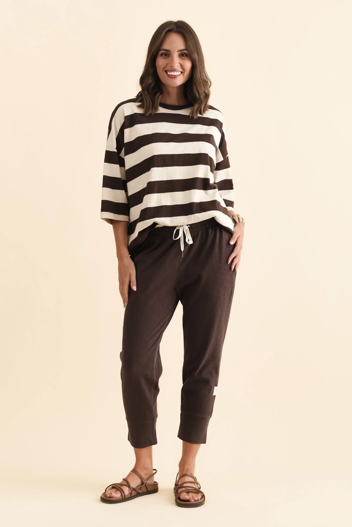 Mazie Dark Brown Stripe Cotton Sweat - Image 7