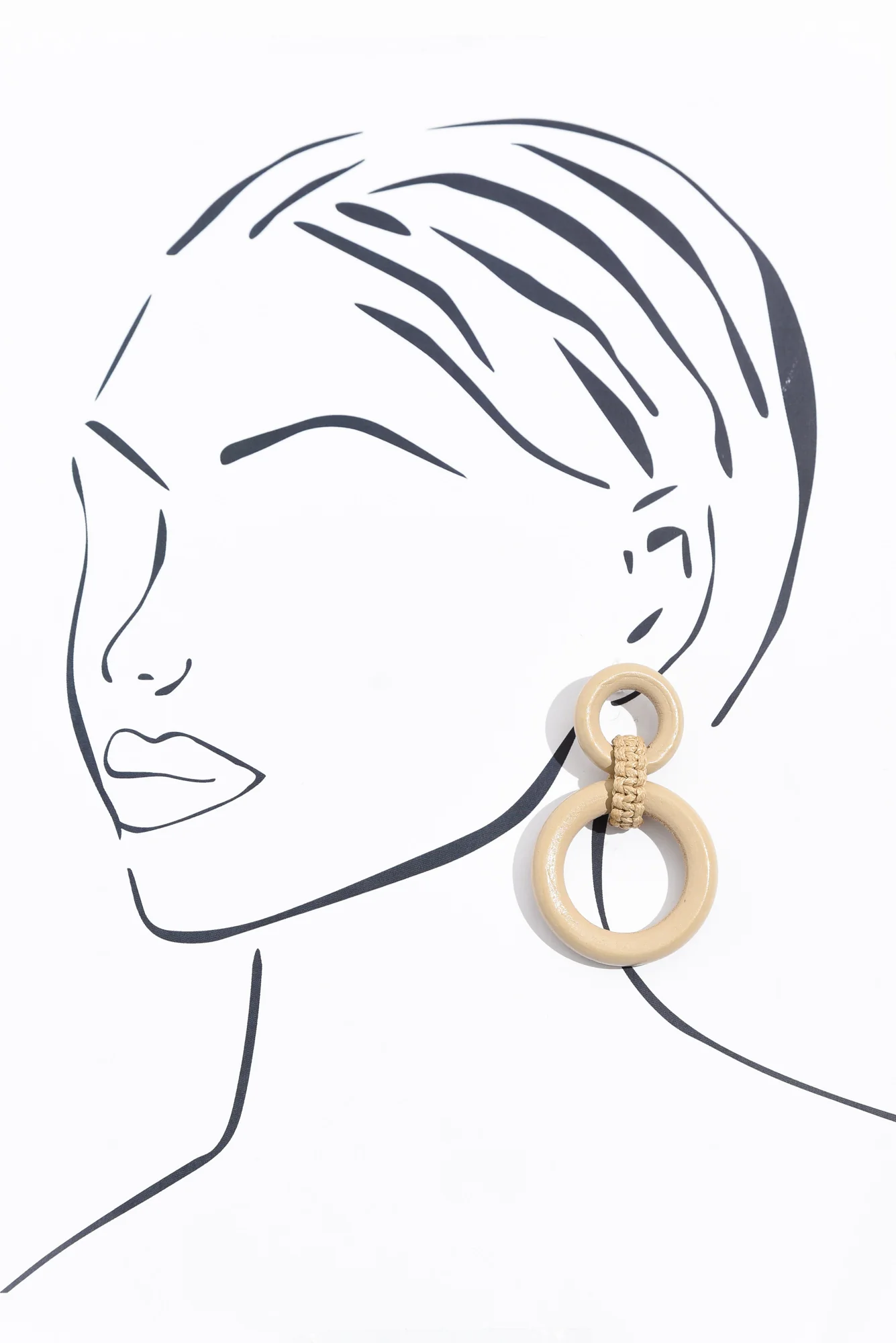 Meadow Taupe Wood Circle Earrings - Image 2